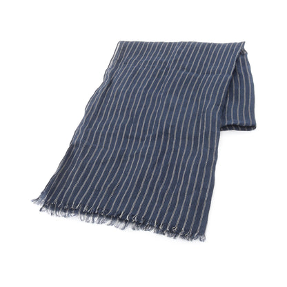 ストライプ ストール ショール リネン ネイビー シルバー ブルネロクチネリ 財布・小物 BRUNELLO CUCINELLI