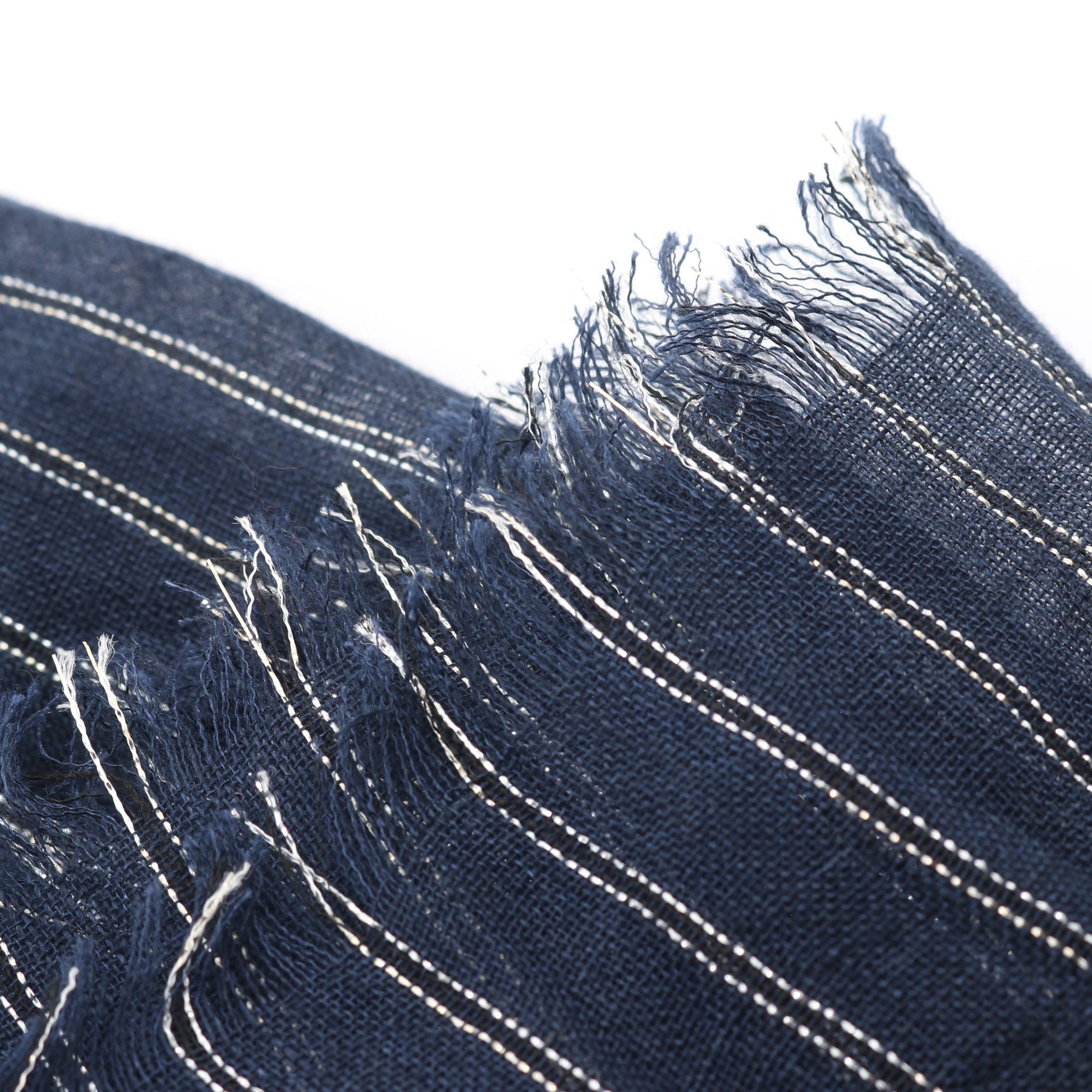 ストライプ ストール ショール リネン ネイビー シルバー ブルネロクチネリ 財布・小物 BRUNELLO CUCINELLI