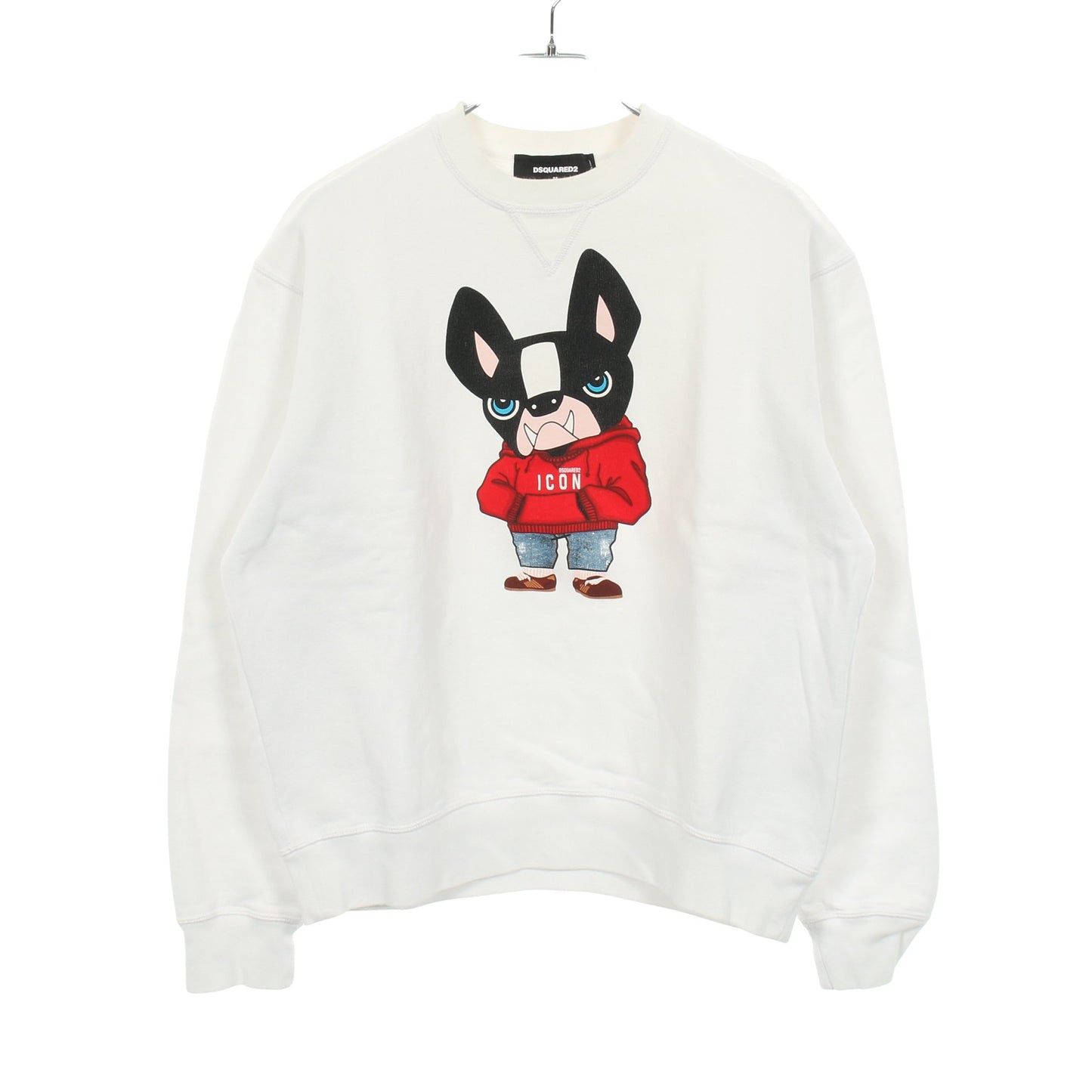 ICON スウェットシャツ クルーネック コットン ホワイト 裏起毛 ディースクエアード トップス DSQUARED2