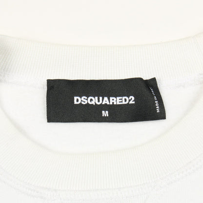 ICON スウェットシャツ クルーネック コットン ホワイト 裏起毛 ディースクエアード トップス DSQUARED2