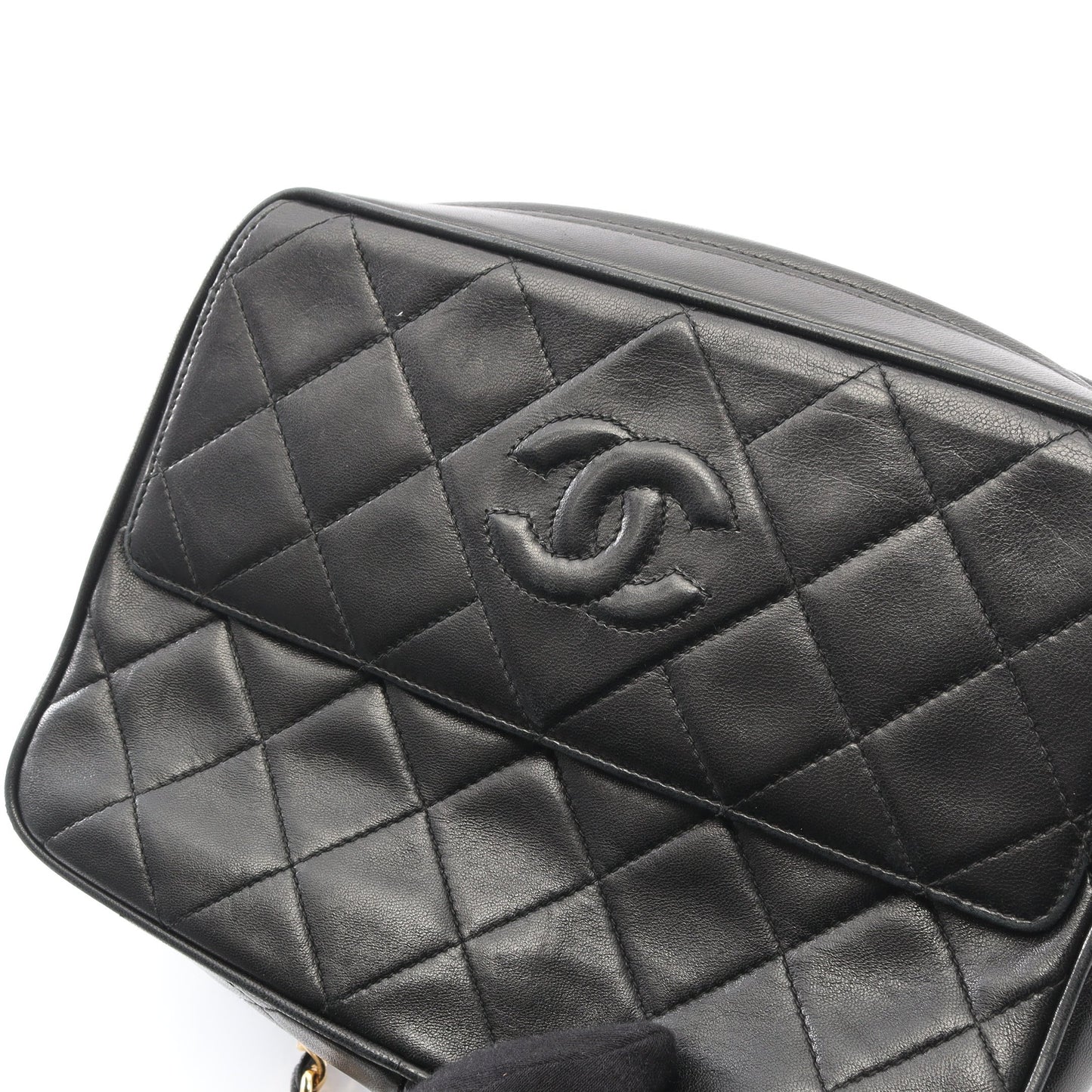 ココマーク ダイヤステッチ チェーンショルダーバッグ ラムスキン ブラック ゴールド金具 シャネル バッグ CHANEL