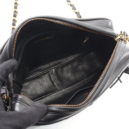 ココマーク ダイヤステッチ チェーンショルダーバッグ ラムスキン ブラック ゴールド金具 シャネル バッグ CHANEL