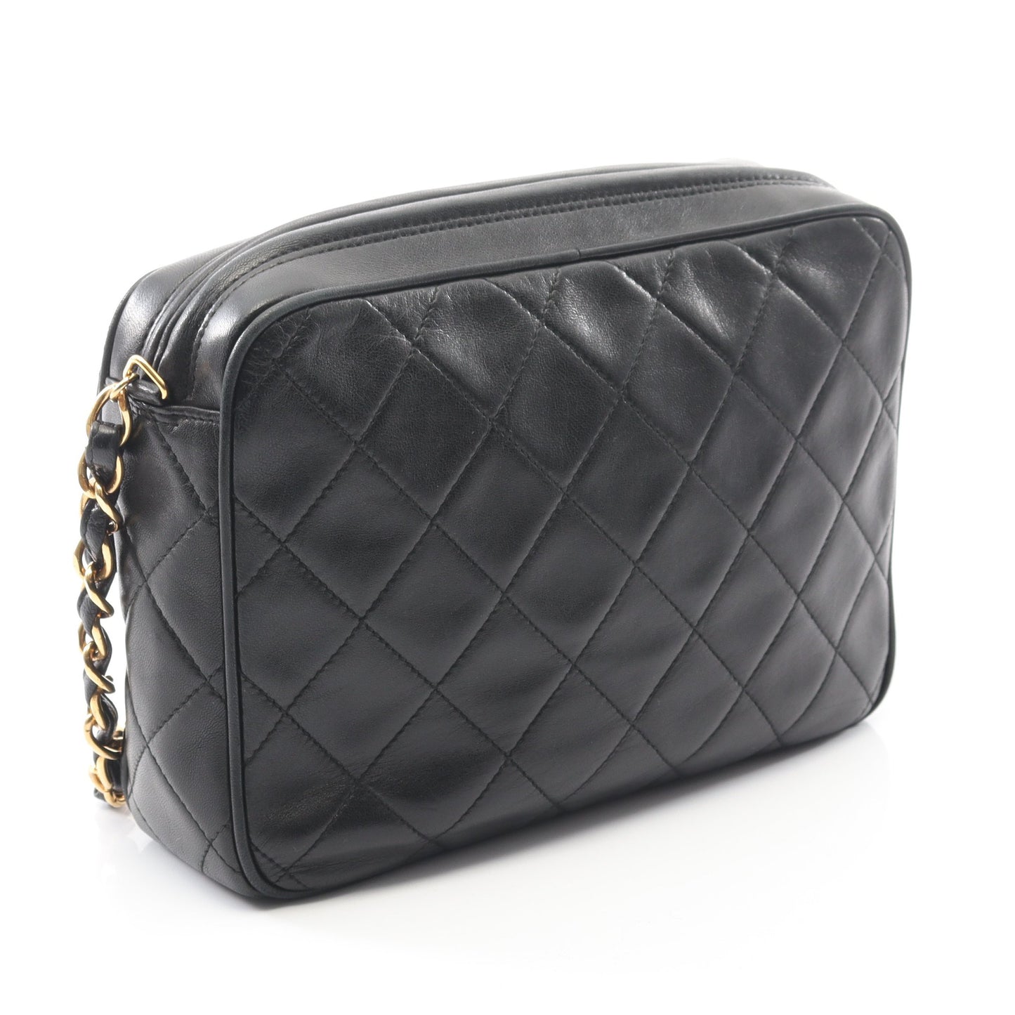 ココマーク ダイヤステッチ チェーンショルダーバッグ ラムスキン ブラック ゴールド金具 シャネル バッグ CHANEL