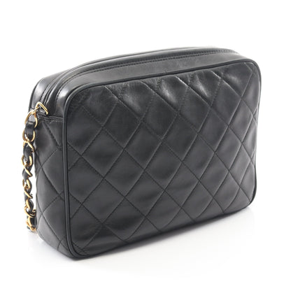 ココマーク ダイヤステッチ チェーンショルダーバッグ ラムスキン ブラック ゴールド金具 シャネル バッグ CHANEL