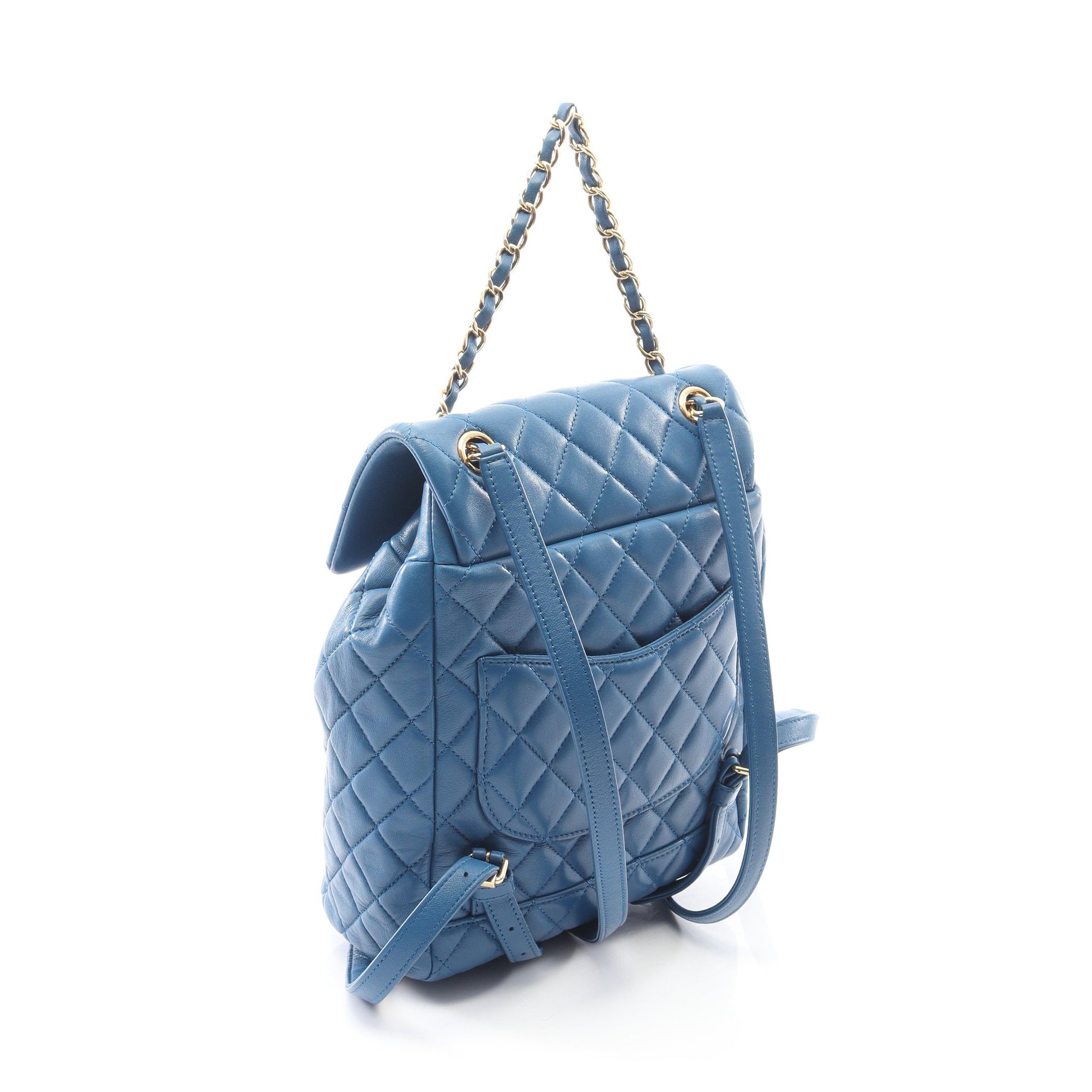 マトラッセ バックパック リュックサック ラムスキン ブルー ゴールド金具 シャネル バッグ CHANEL