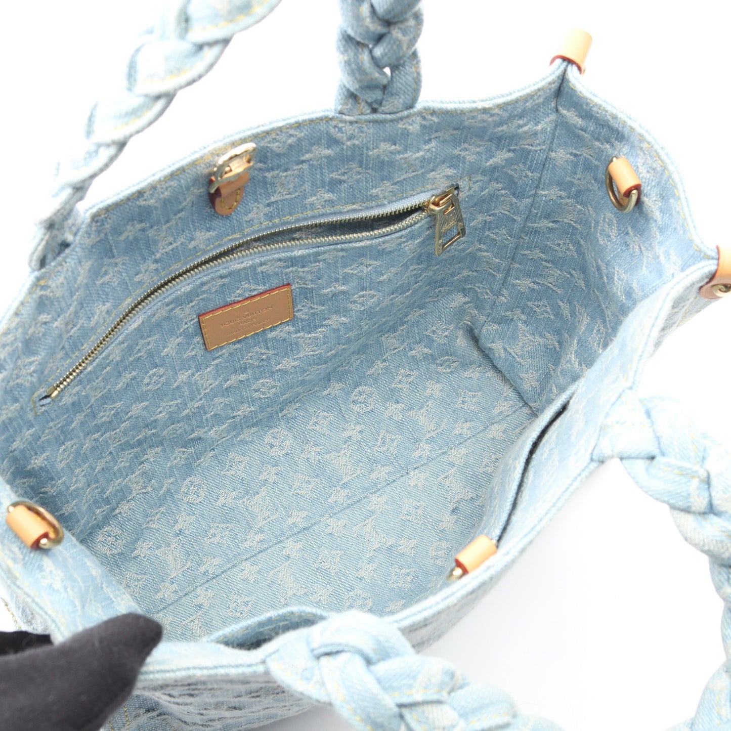 レットゴー モノグラムデニム ハンドバッグ デニム レザー ライトブルー 2WAY ルイヴィトン バッグ LOUIS VUITTON