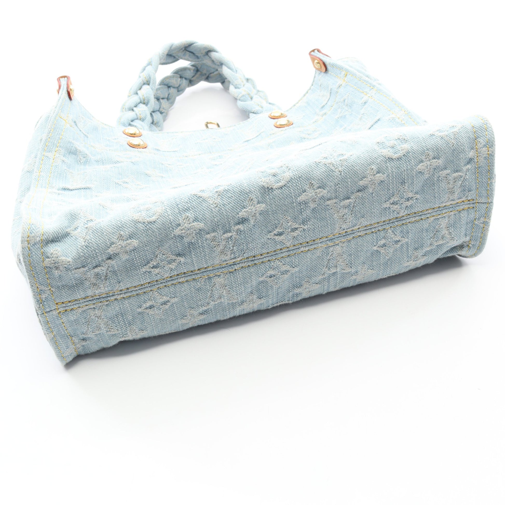 レットゴー モノグラムデニム ハンドバッグ デニム レザー ライトブルー 2WAY ルイヴィトン バッグ LOUIS VUITTON