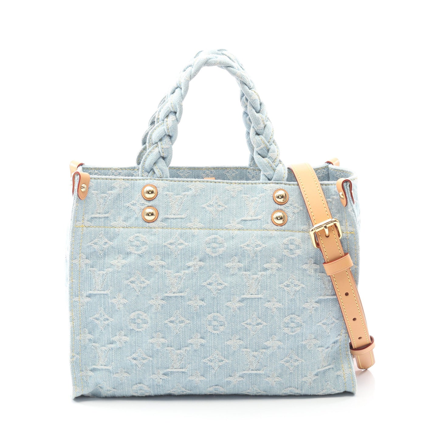 レットゴー モノグラムデニム ハンドバッグ デニム レザー ライトブルー 2WAY ルイヴィトン バッグ LOUIS VUITTON