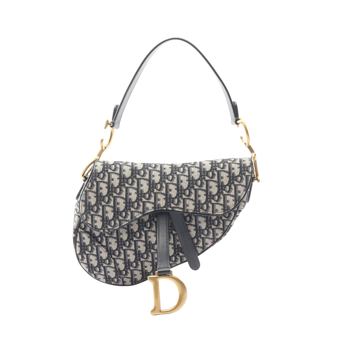 サドルバッグ オブリークジャカード ハンドバッグ キャンバス レザー ベージュ ネイビー クリスチャンディオール バッグ Christian Dior
