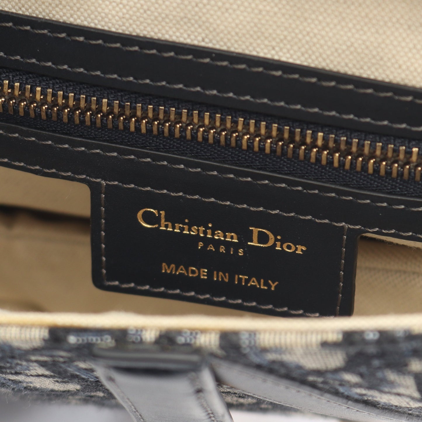 サドルバッグ オブリークジャカード ハンドバッグ キャンバス レザー ベージュ ネイビー クリスチャンディオール バッグ Christian Dior