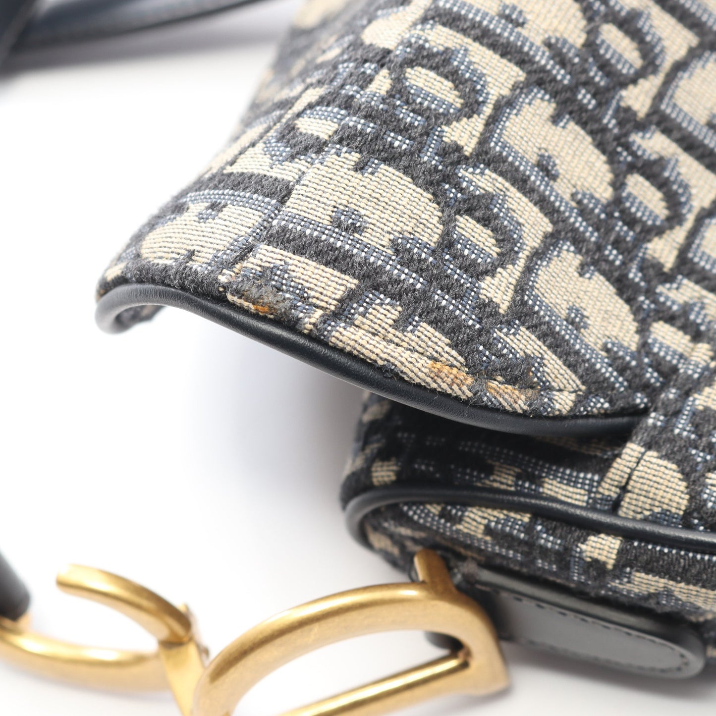 サドルバッグ オブリークジャカード ハンドバッグ キャンバス レザー ベージュ ネイビー クリスチャンディオール バッグ Christian Dior