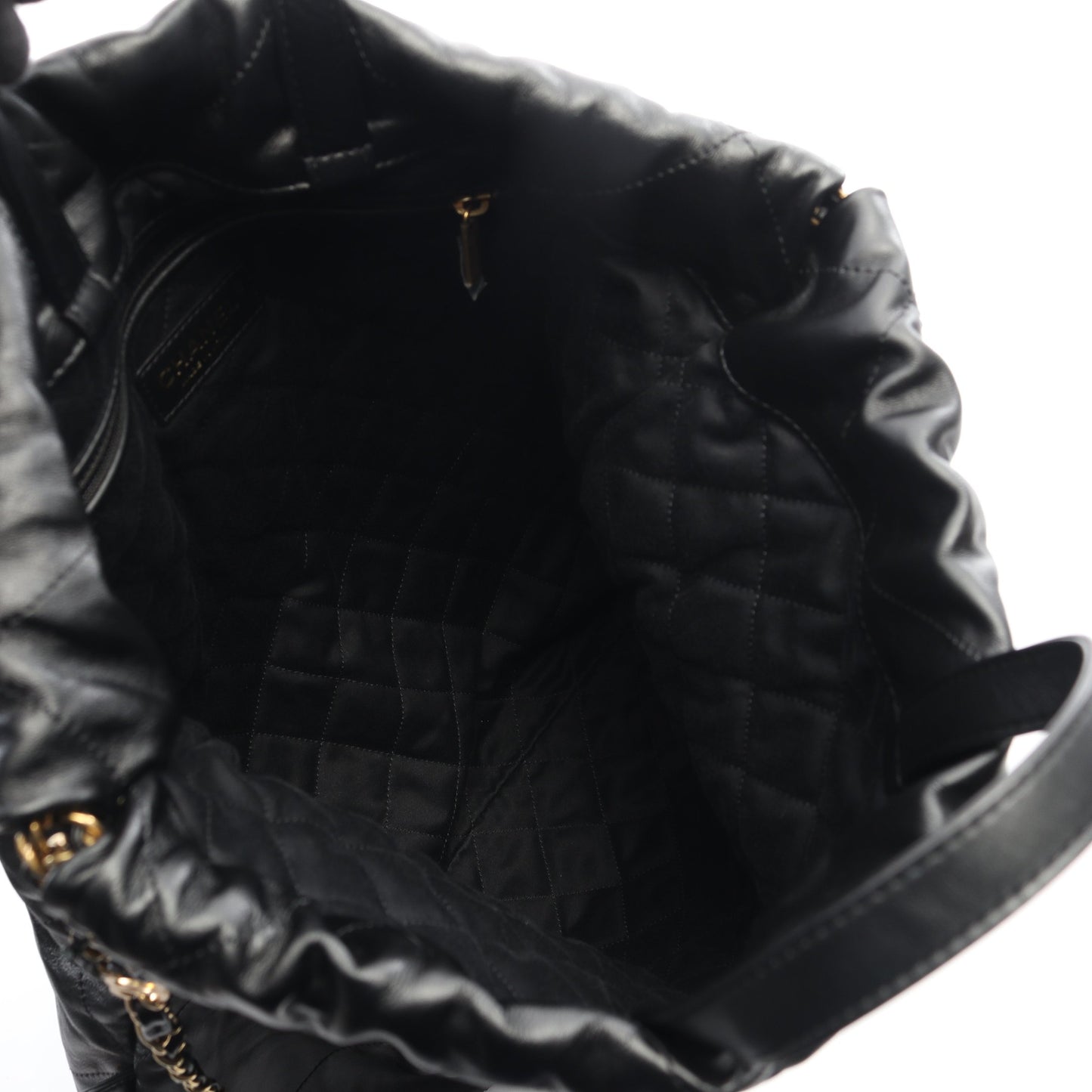 シャネル 22 ラージ バックパック リュックサック レザー ブラック ゴールド金具 シャネル バッグ CHANEL