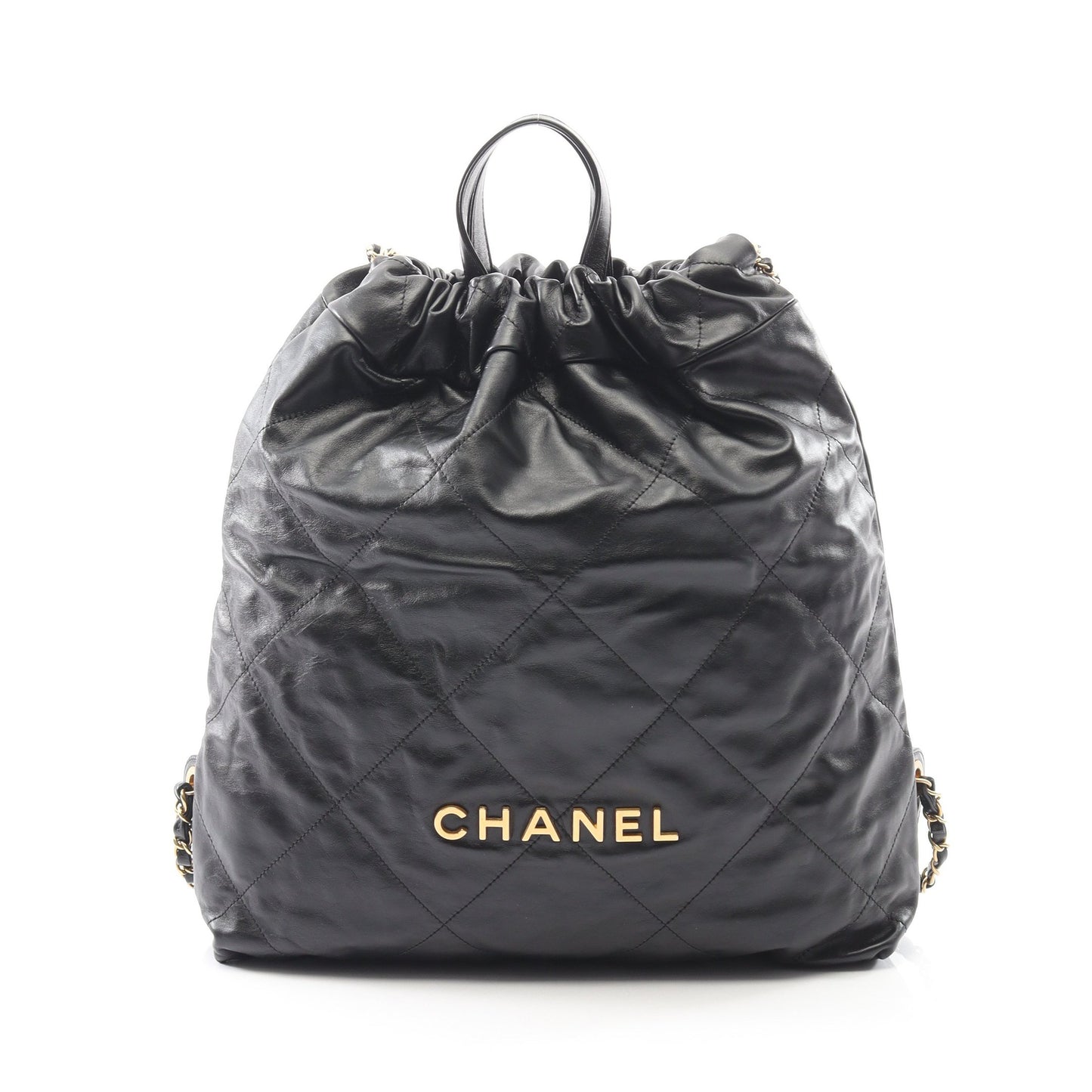 シャネル 22 ラージ バックパック リュックサック レザー ブラック ゴールド金具 シャネル バッグ CHANEL
