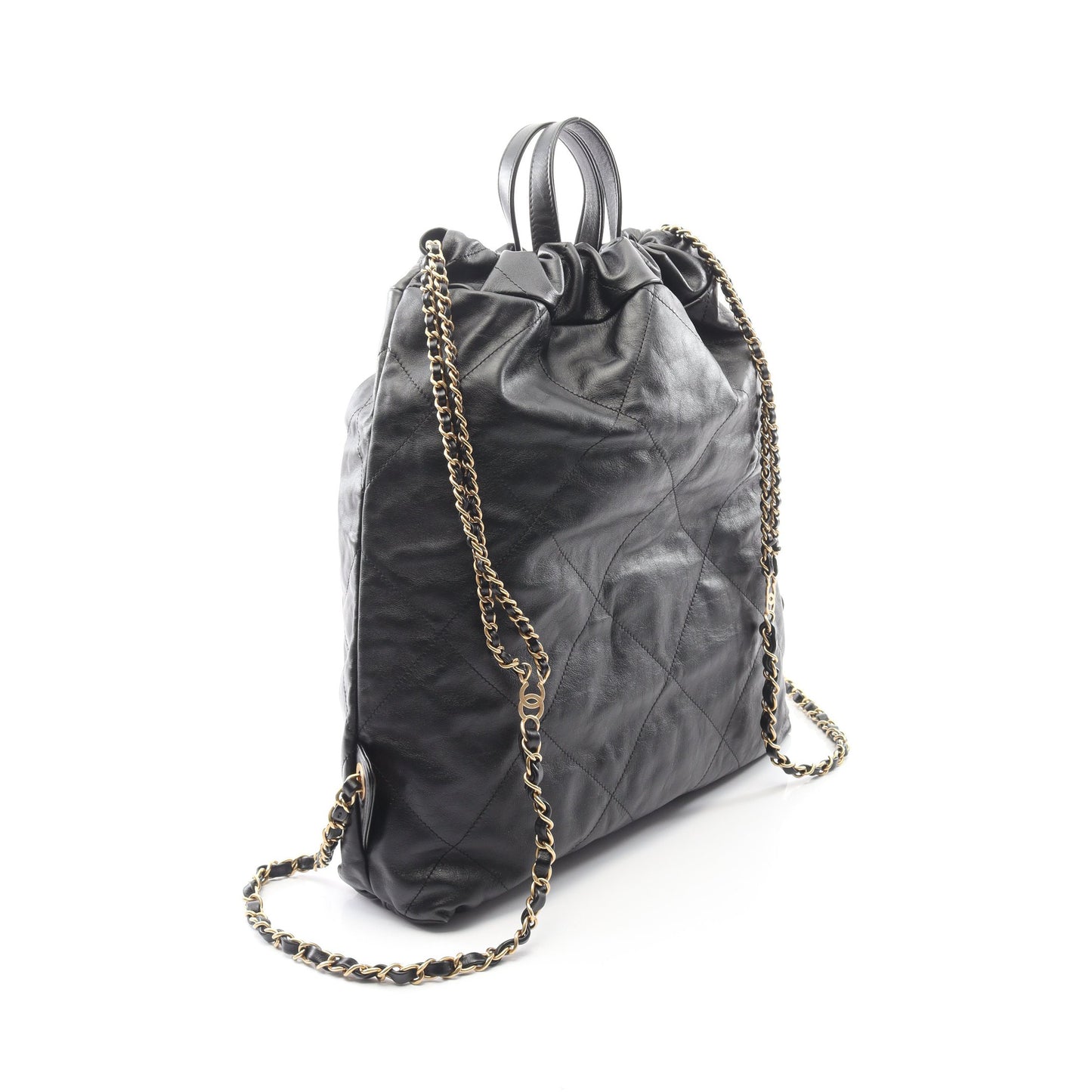 シャネル 22 ラージ バックパック リュックサック レザー ブラック ゴールド金具 シャネル バッグ CHANEL