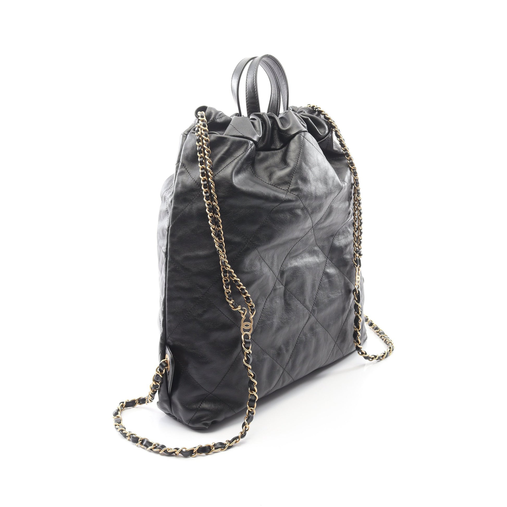 シャネル 22 ラージ バックパック リュックサック レザー ブラック ゴールド金具 シャネル バッグ CHANEL