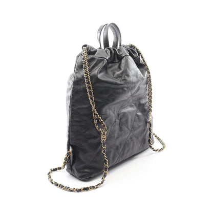 シャネル 22 ラージ バックパック リュックサック レザー ブラック ゴールド金具 シャネル バッグ CHANEL