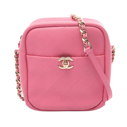 マトラッセ チェーンショルダーバッグ レザー ピンク ゴールド金具 シャネル バッグ CHANEL