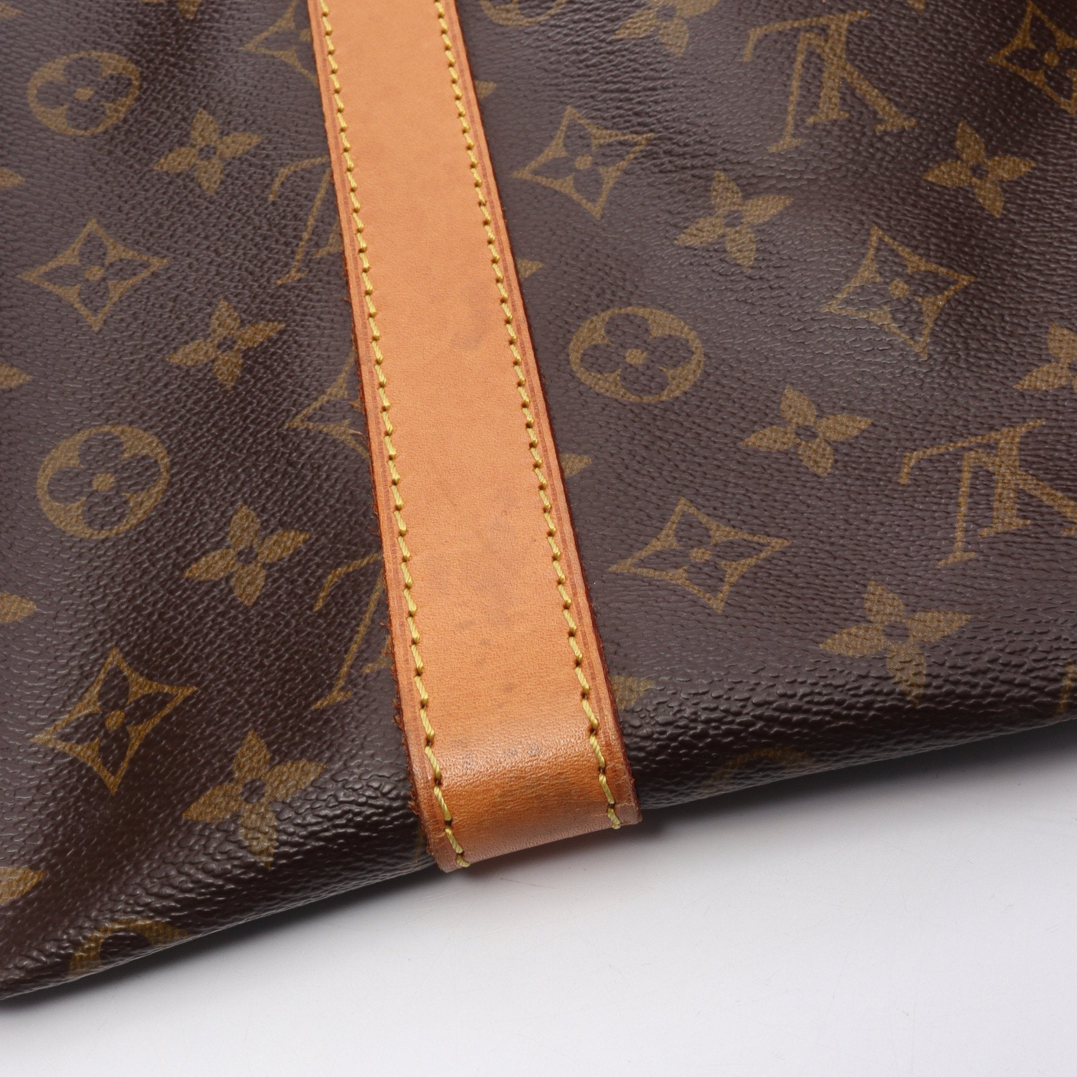 キーポル55 モノグラム ボストンバッグ PVC レザー ブラウン ルイ