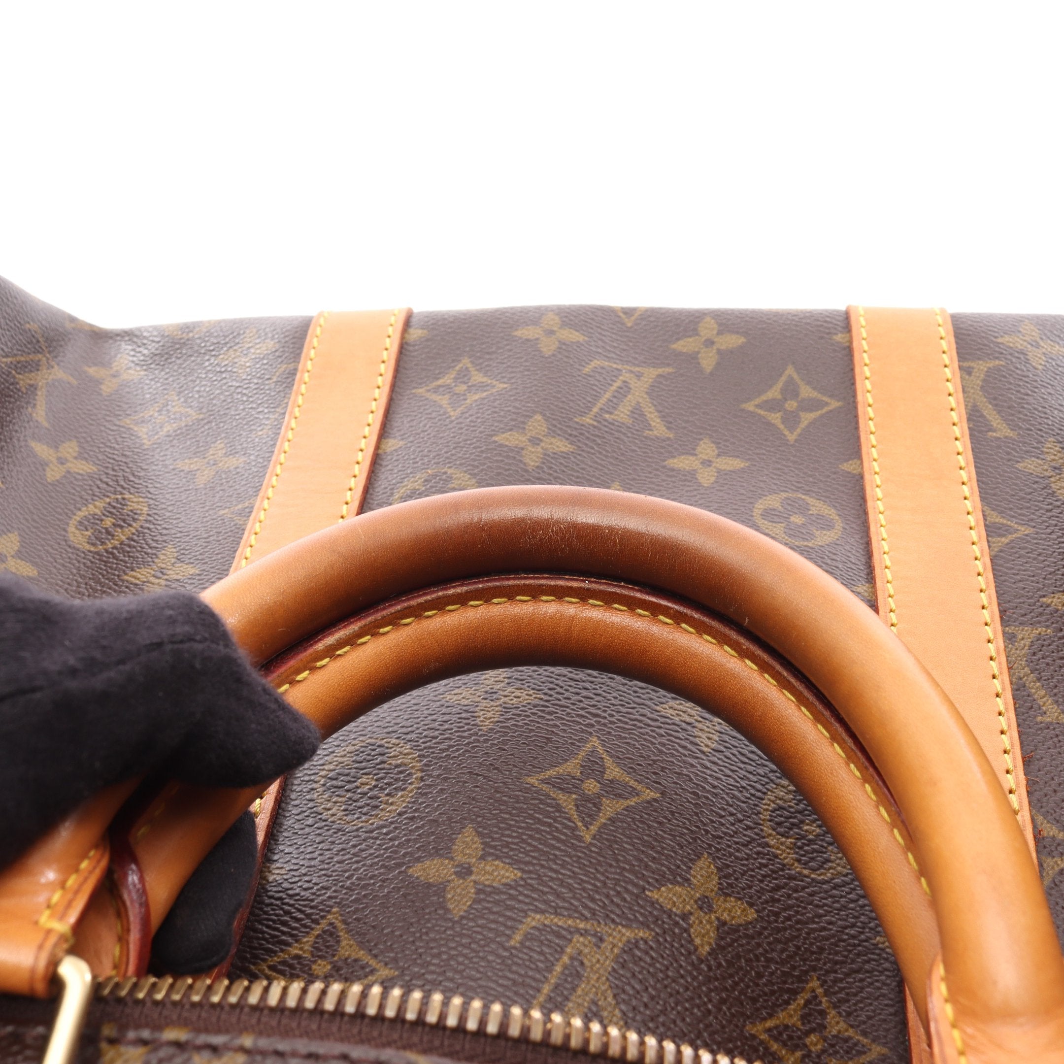 キーポル55 モノグラム ボストンバッグ PVC レザー ブラウン ルイ