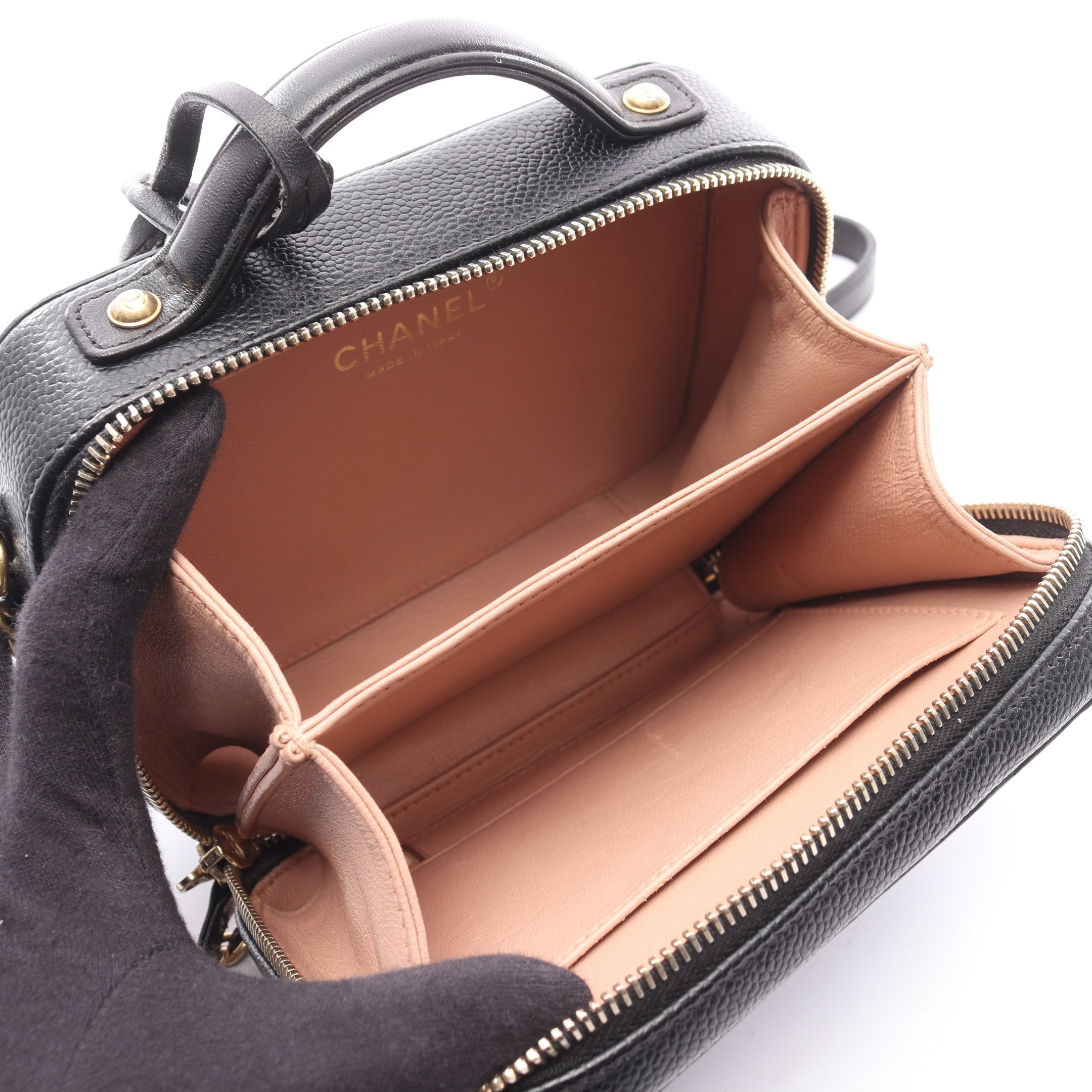 CHANEL シャネル キャビアスキン バニティ ショルダー 2way ブラック CHANEL シャネル キャビアスキン バニティ ショルダー 2way ブラック