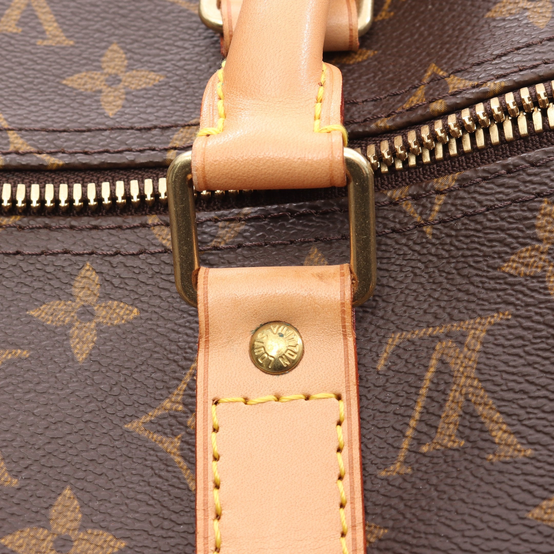 キーポル50 モノグラム ボストンバッグ PVC レザー ブラウン ルイ