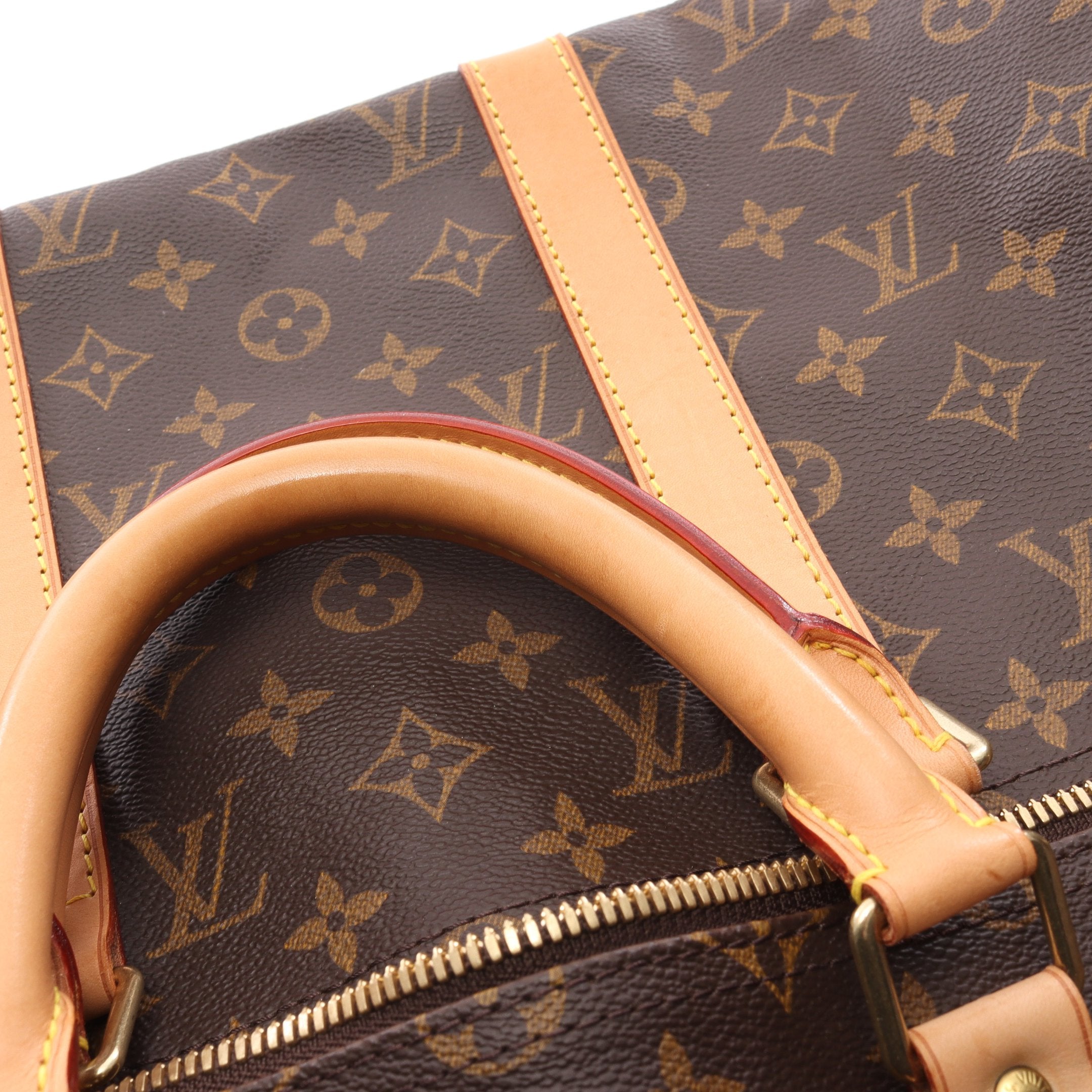 キーポル50 モノグラム ボストンバッグ PVC レザー ブラウン ルイ