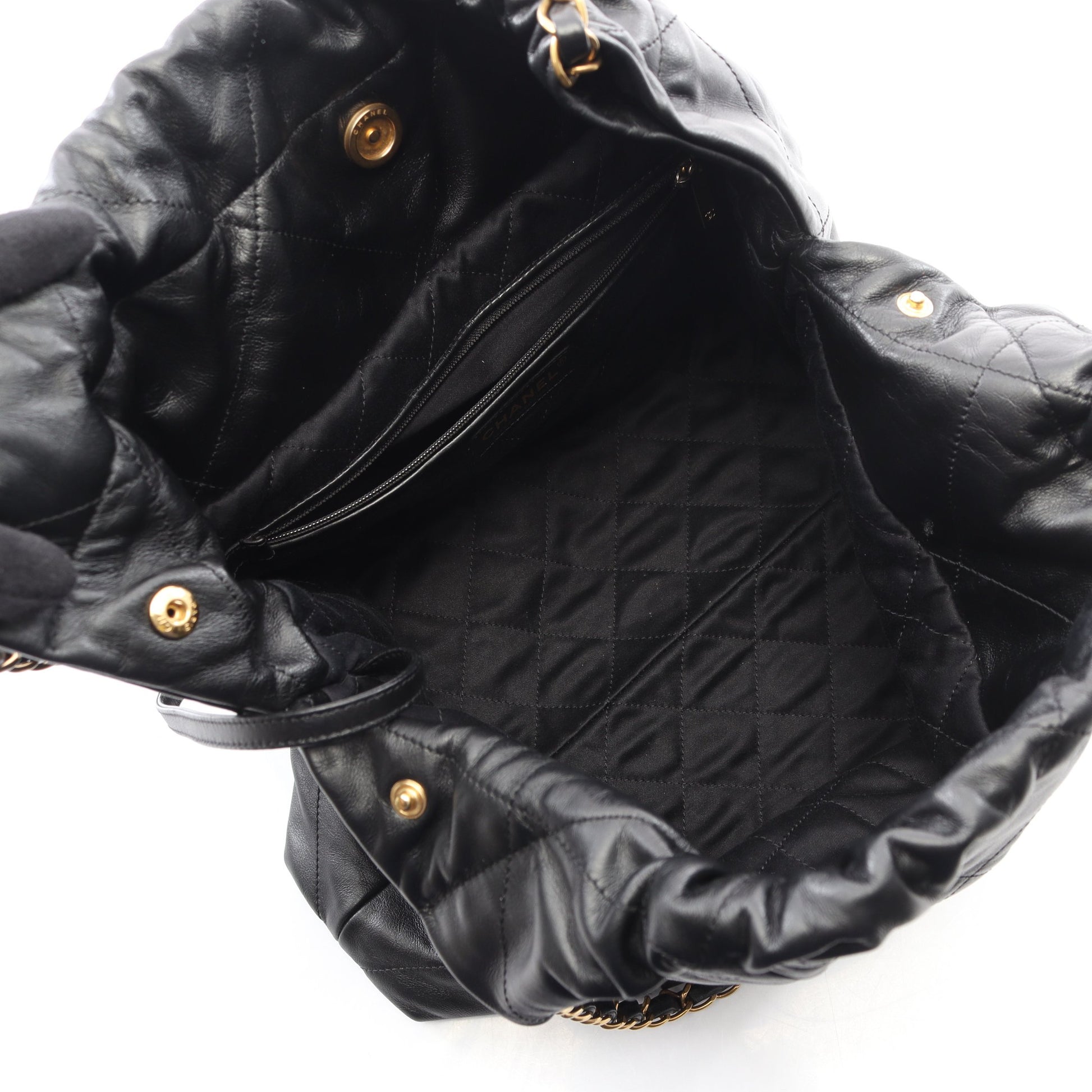 マトラッセ シャネル22 スモール チェーンショルダーバッグ レザー ブラック ゴールド金具 シャネル バッグ CHANEL