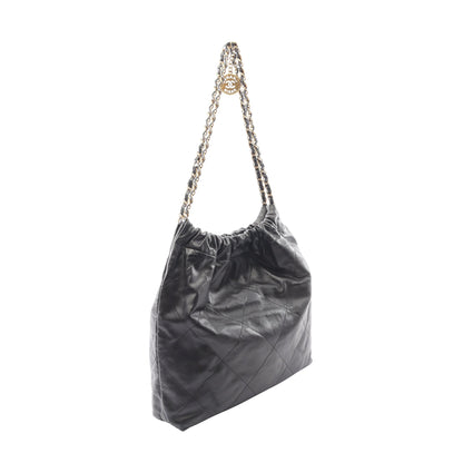 マトラッセ シャネル22 スモール チェーンショルダーバッグ レザー ブラック ゴールド金具 シャネル バッグ CHANEL