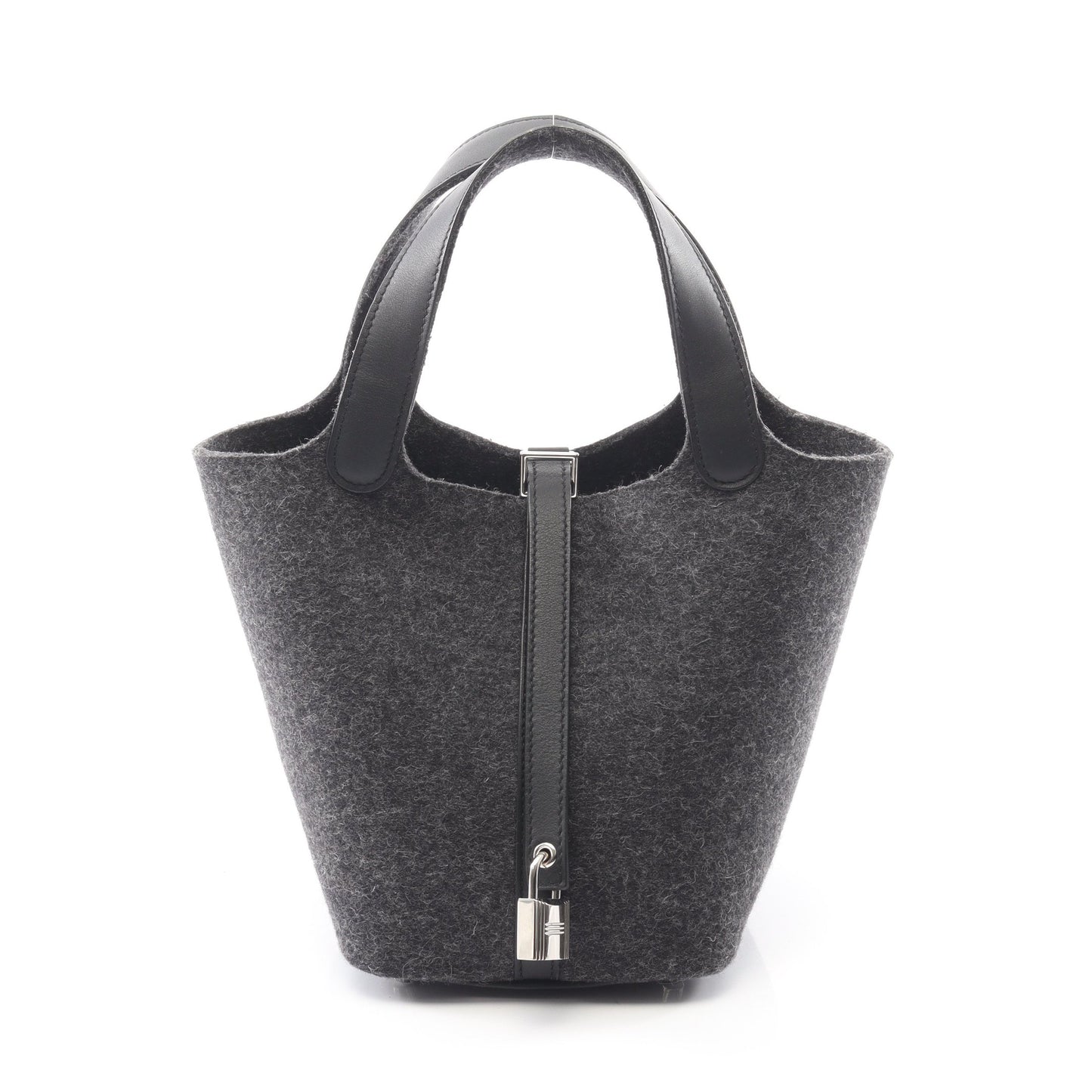 ピコタンロックPM ハンドバッグ フェルト ヴォースイフト ダークグレー ブラック シルバー金具 Z刻印 エルメス バッグ HERMES