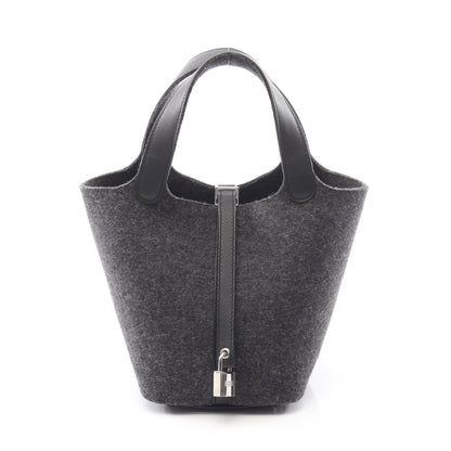 ピコタンロックPM ハンドバッグ フェルト ヴォースイフト ダークグレー ブラック シルバー金具 Z刻印 エルメス バッグ HERMES