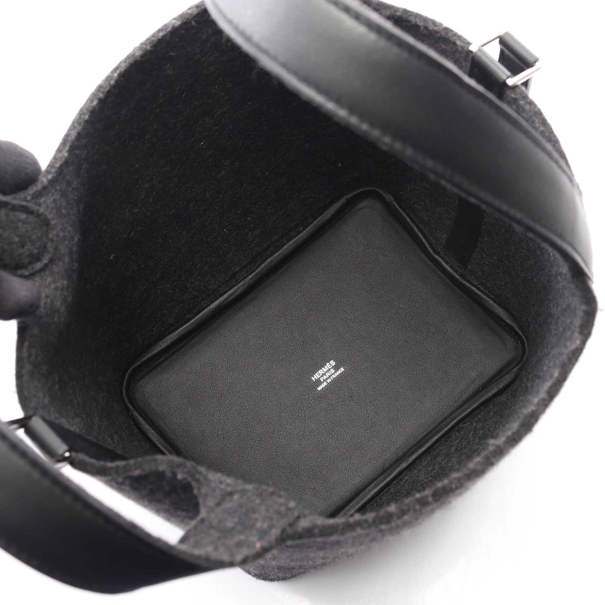 ピコタンロックPM ハンドバッグ フェルト ヴォースイフト ダークグレー ブラック シルバー金具 Z刻印 エルメス バッグ HERMES