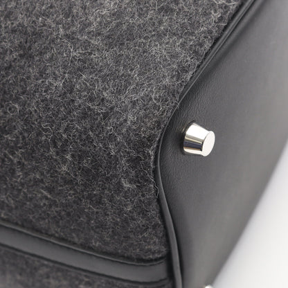 ピコタンロックPM ハンドバッグ フェルト ヴォースイフト ダークグレー ブラック シルバー金具 Z刻印 エルメス バッグ HERMES