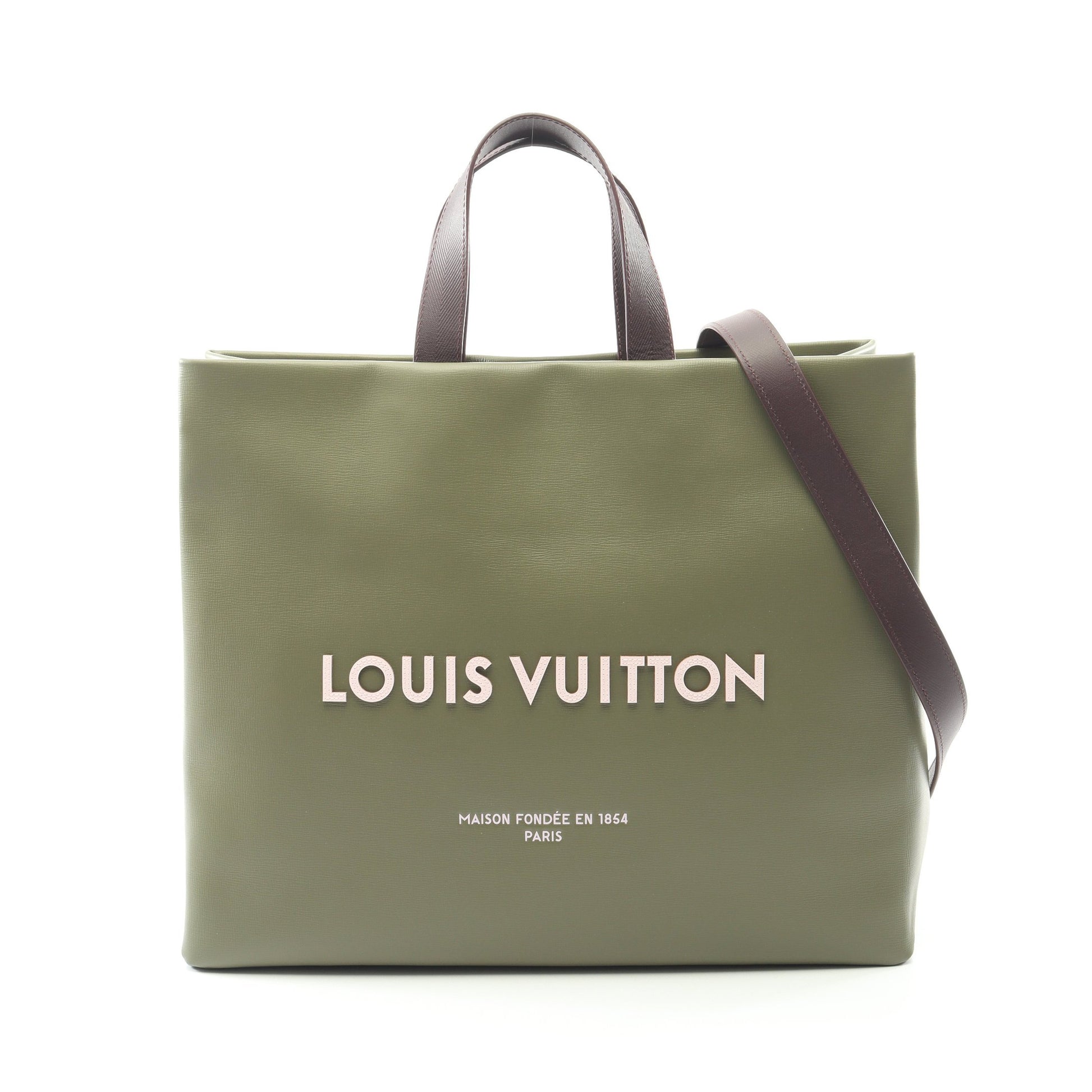 ショッパー トート MM ハンドバッグ トートバッグ レザー カーキグリーン 2WAY ルイヴィトン バッグ LOUIS VUITTON