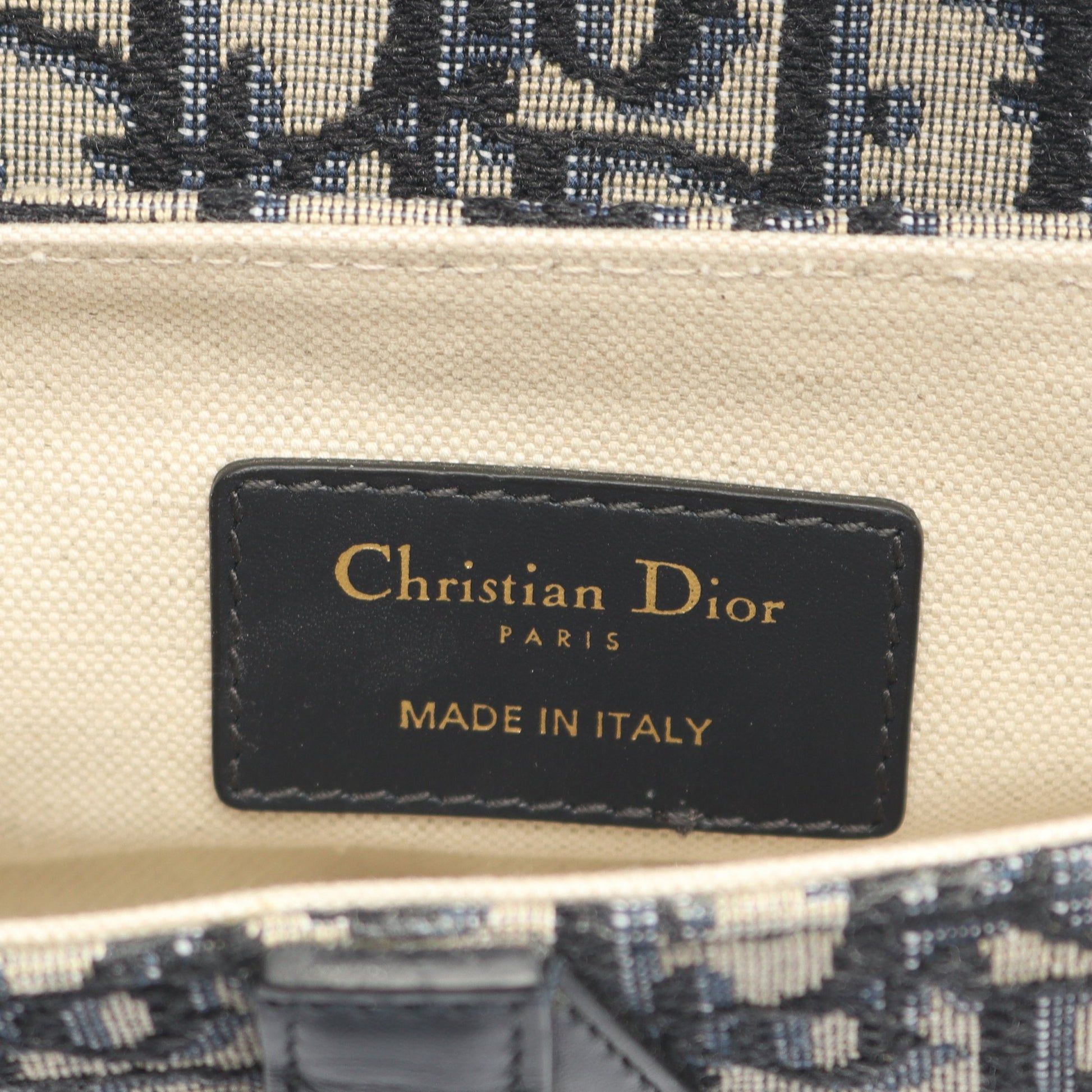 サドルバッグ ミニ オブリークジャカード ハンドバッグ キャンバス レザー アイボリー ネイビー クリスチャンディオール バッグ Christian Dior