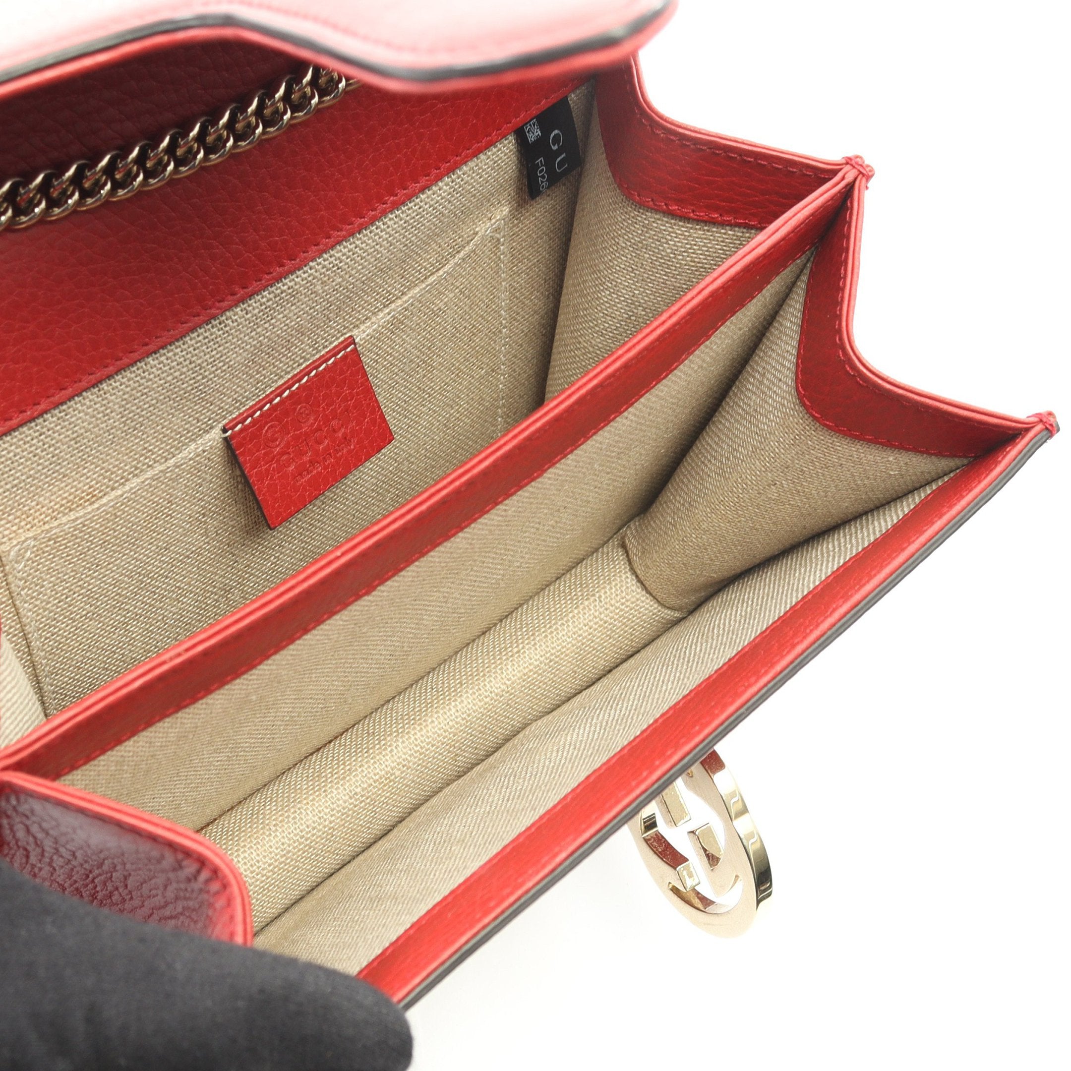 インターロッキングG チェーンショルダーバッグ レザー レッド グッチ