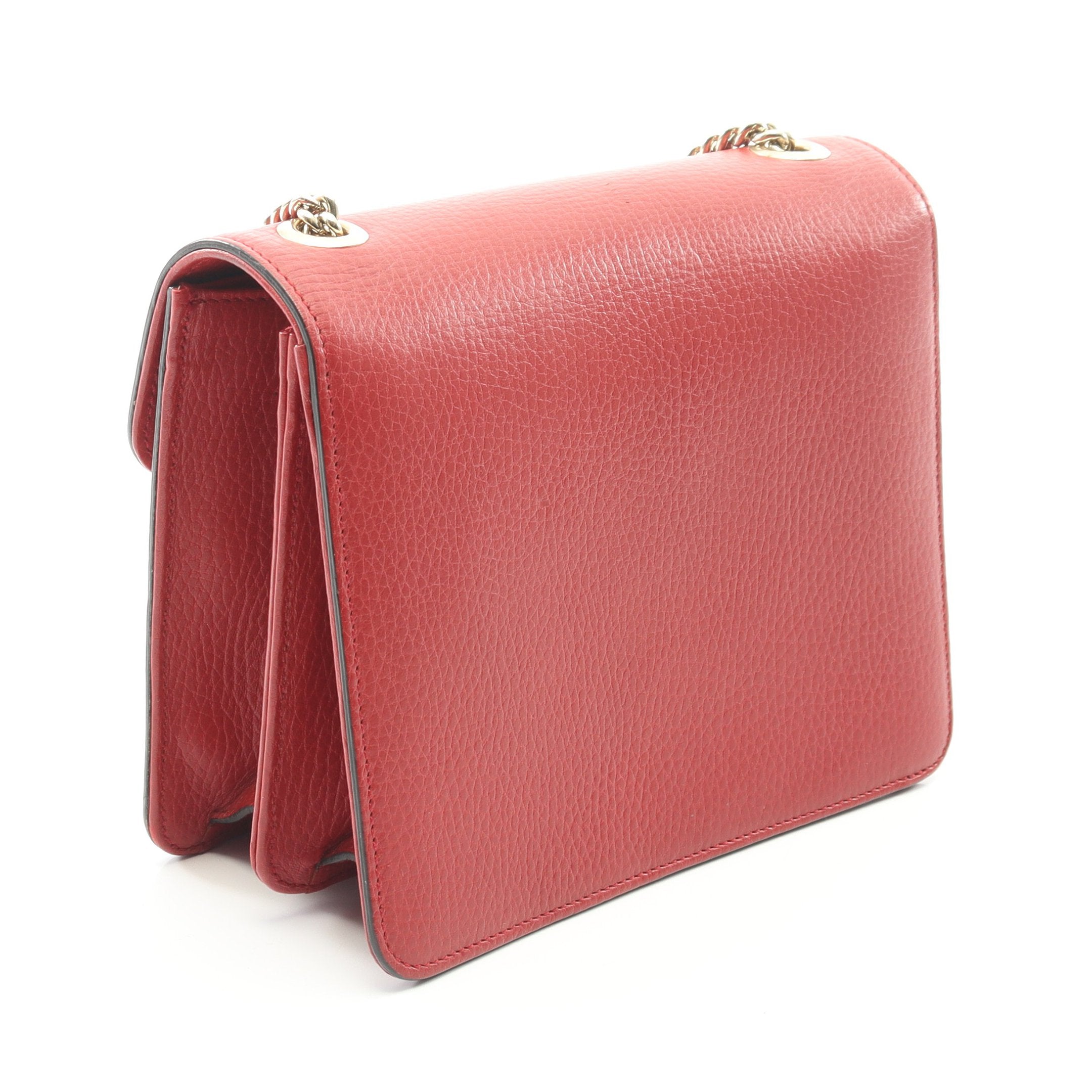 インターロッキングG チェーンショルダーバッグ レザー レッド グッチ