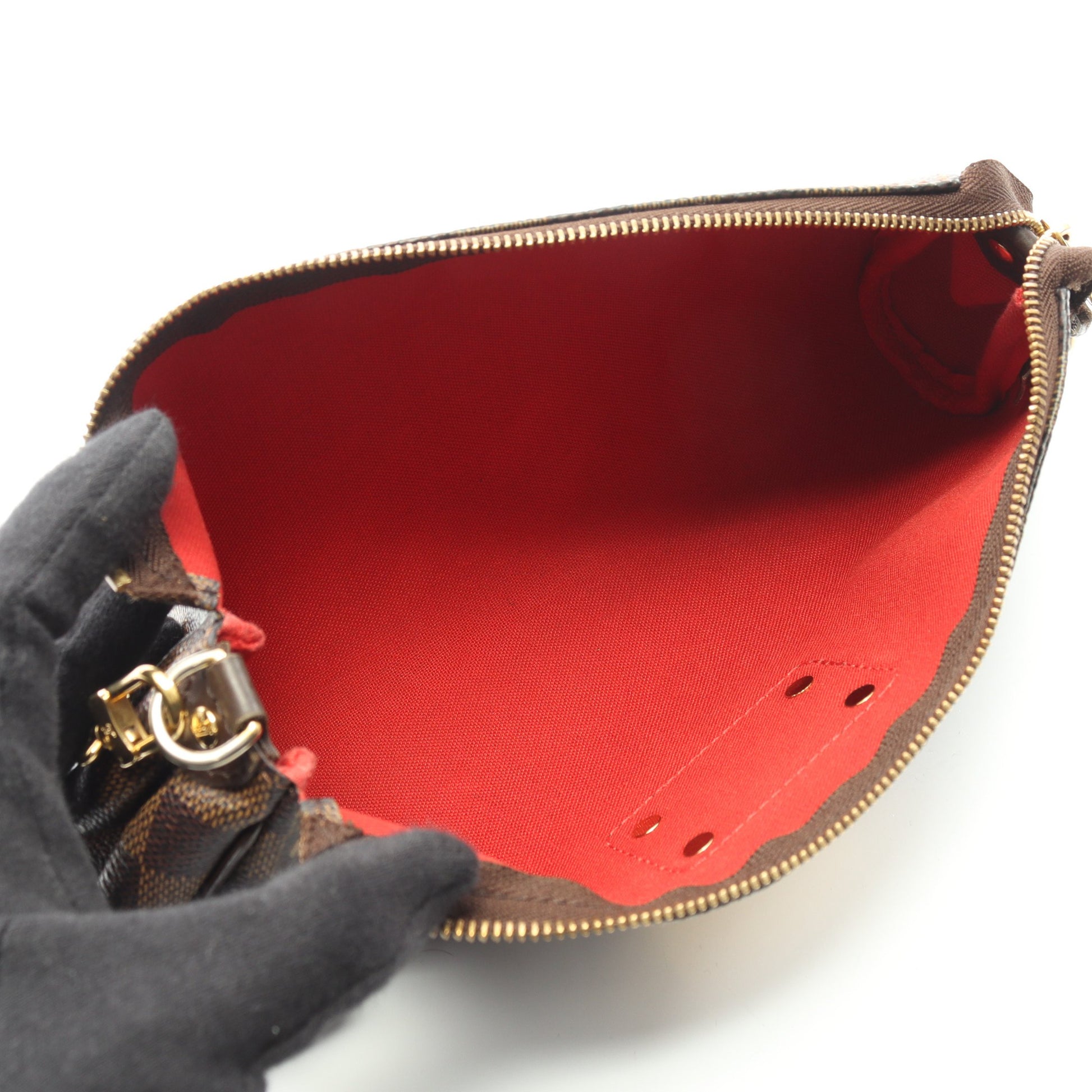 エヴァ ダミエエベヌ チェーンハンドバッグ PVC レザー ブラウン ルイヴィトン バッグ LOUIS VUITTON