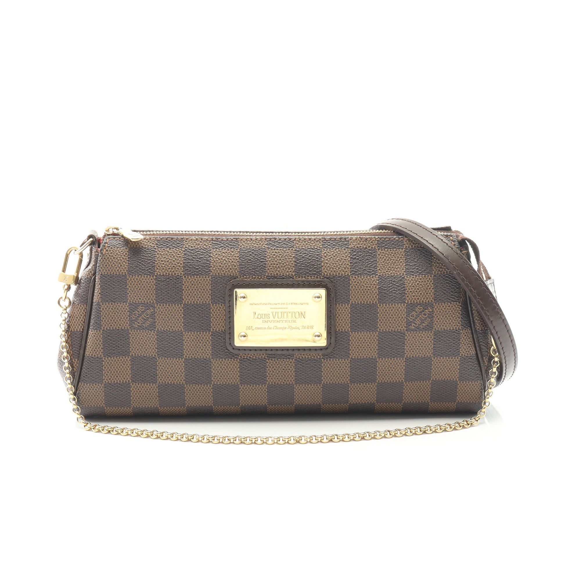 エヴァ ダミエエベヌ チェーンハンドバッグ PVC レザー ブラウン ルイヴィトン バッグ LOUIS VUITTON