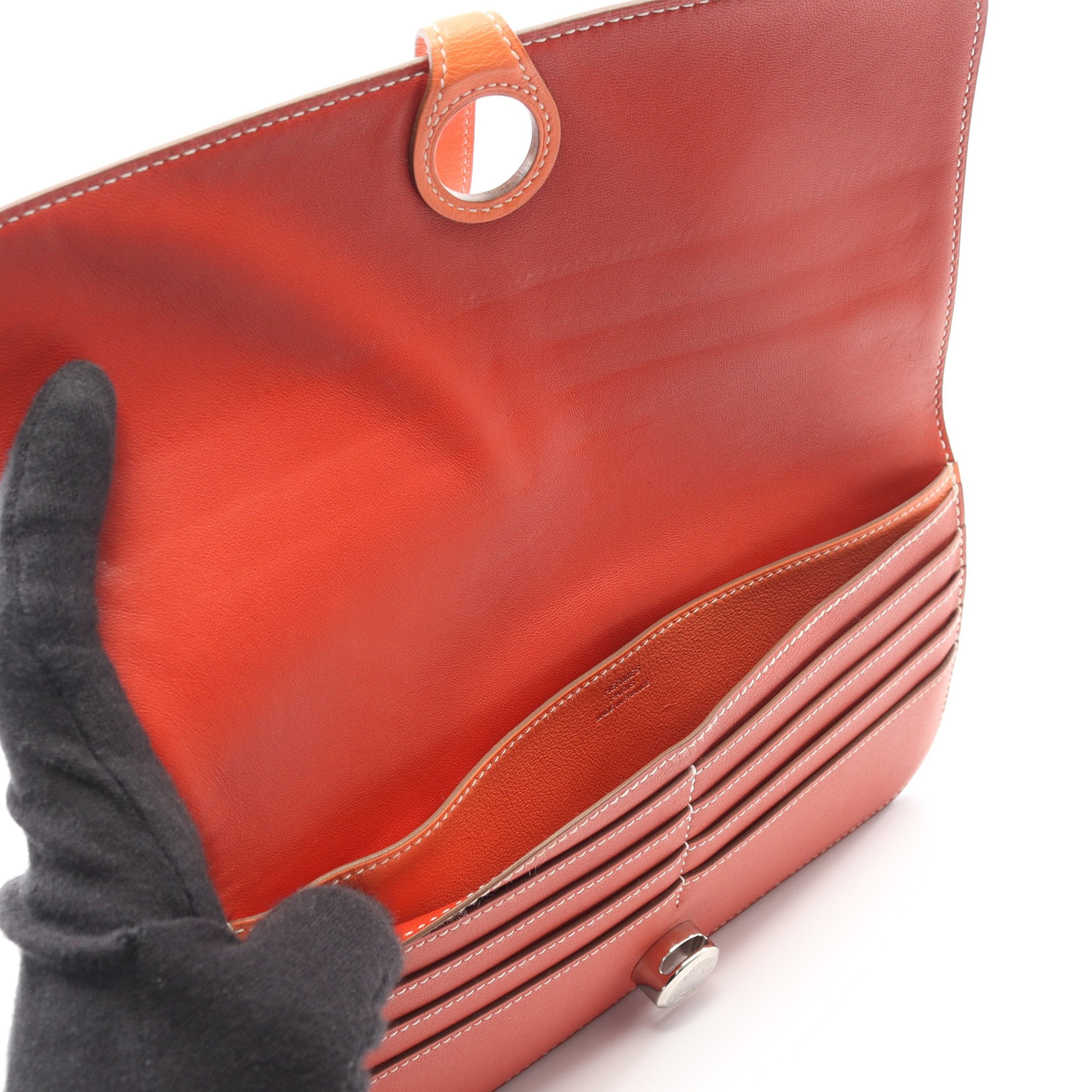 エルメス ドゴンロング 二つ折り長財布 ロングウォレット レッド 小銭入れあり HERMES（エルメス） ドゴン ロング 二つ折り 長財布 レディース トゴ