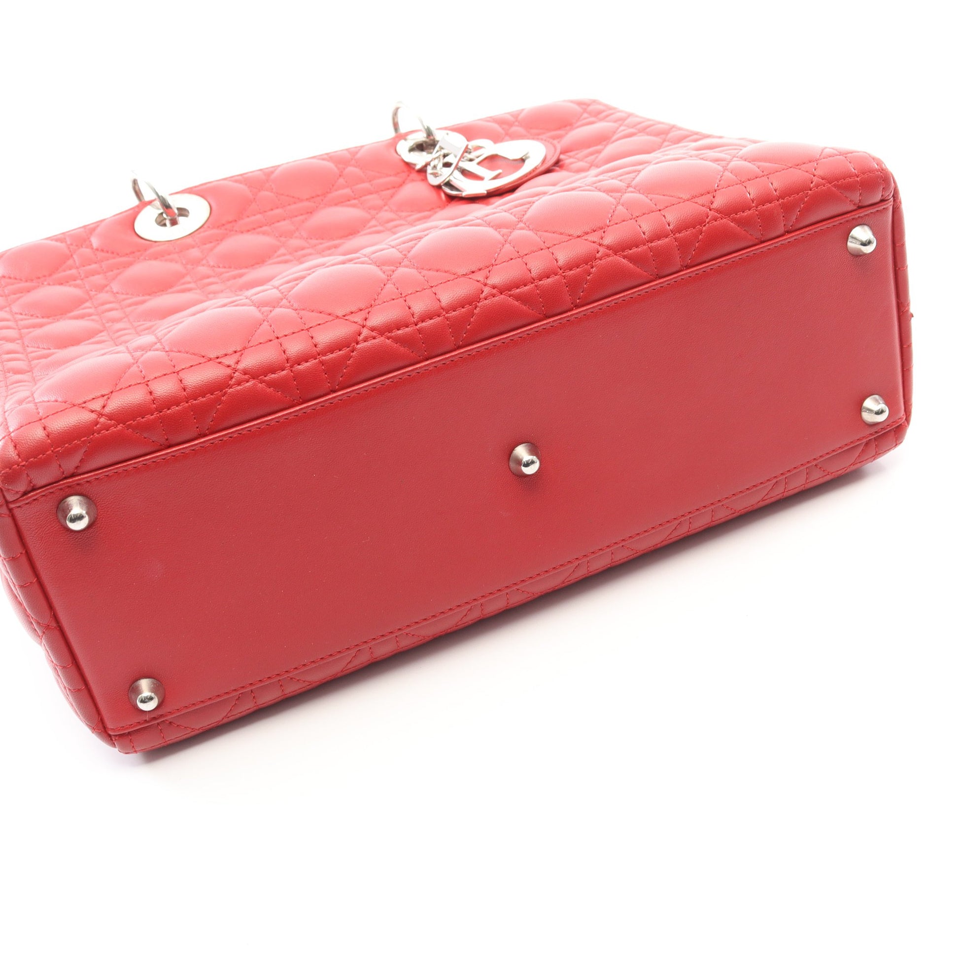 レディディオール ラージ カナージュ ハンドバッグ レザー レッド 2WAY クリスチャンディオール バッグ Christian Dior