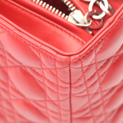 レディディオール ラージ カナージュ ハンドバッグ レザー レッド 2WAY クリスチャンディオール バッグ Christian Dior