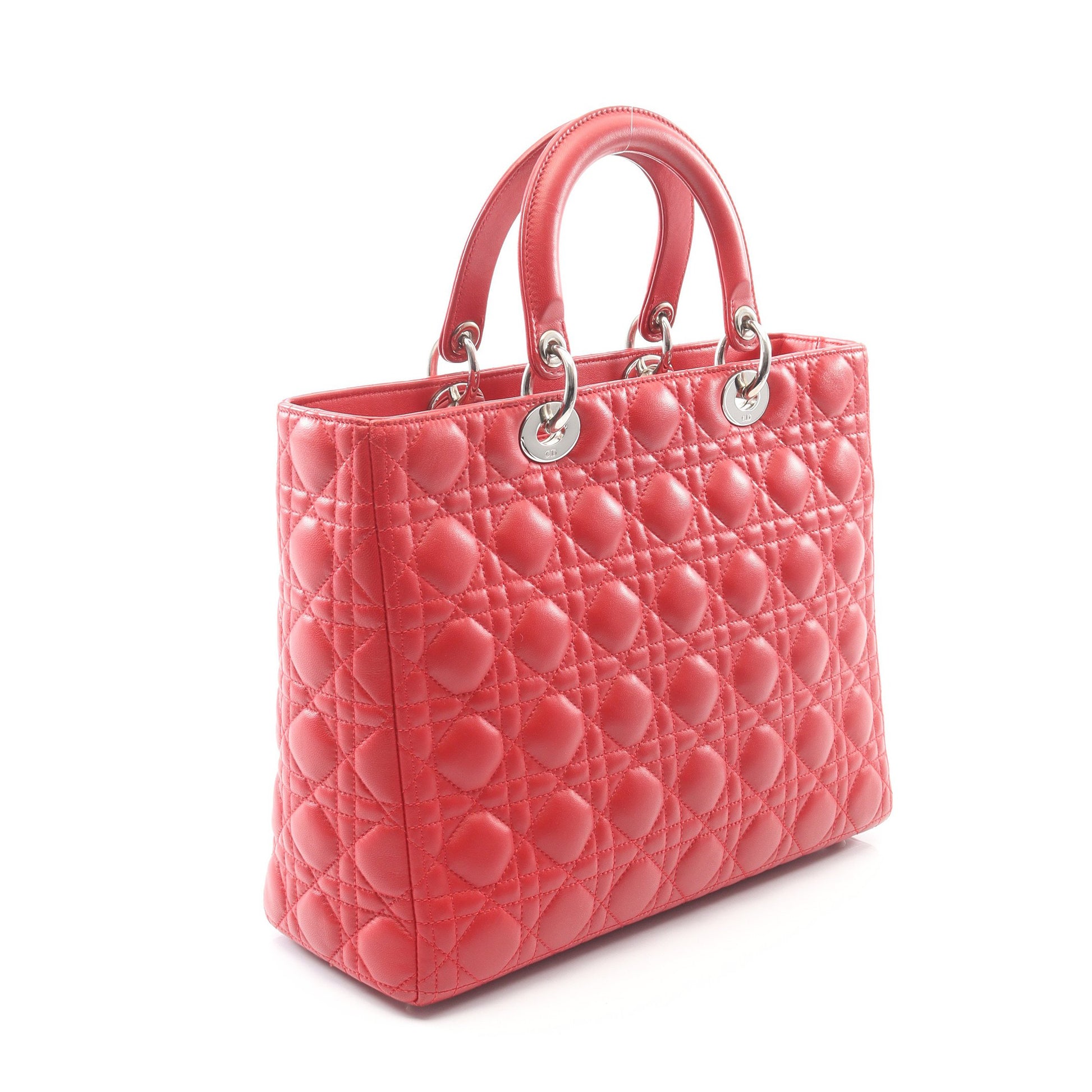 レディディオール ラージ カナージュ ハンドバッグ レザー レッド 2WAY クリスチャンディオール バッグ Christian Dior