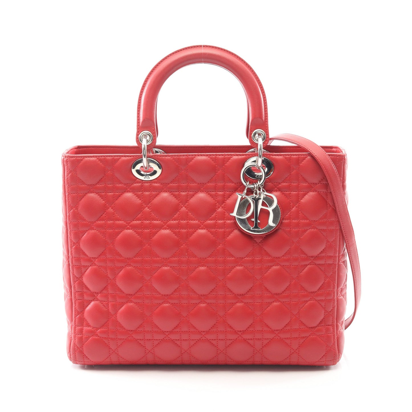 レディディオール ラージ カナージュ ハンドバッグ レザー レッド 2WAY クリスチャンディオール バッグ Christian Dior