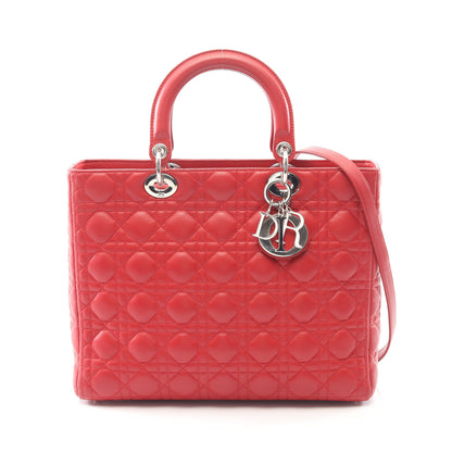 レディディオール ラージ カナージュ ハンドバッグ レザー レッド 2WAY クリスチャンディオール バッグ Christian Dior
