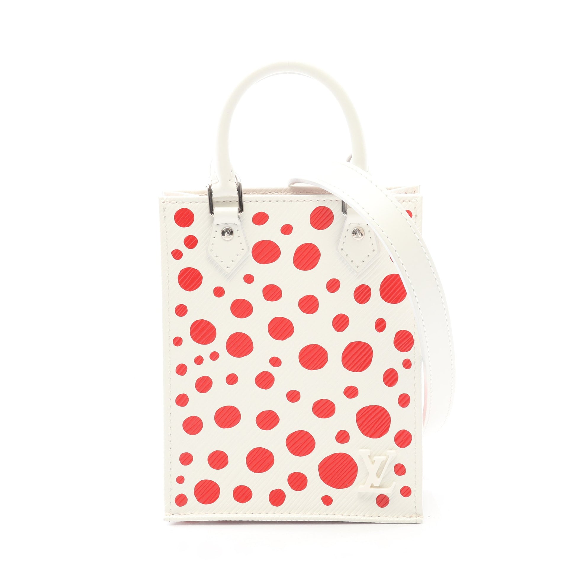 LOUIS VUITTON × 草間彌生 プティット サックプラ エピ インフィニティドット ハンドバッグ レザー ホワイト レッド 2WAY ルイヴィトン バッグ LOUIS VUITTON