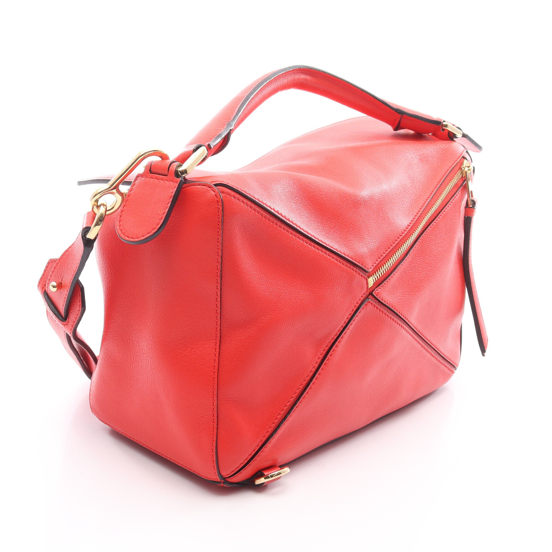 美品 ロエベ LOEWE パズルバッグ 2WAYバッグ ミディアム レザー ワインレッド 【73886】 LOEWE - 美品 ロエベ LOEWE パズルバッグ 2WAYバッグ ミディアム