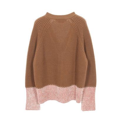 カーディガン Vネック ウール ブラウン ピンク マルニ トップス MARNI
