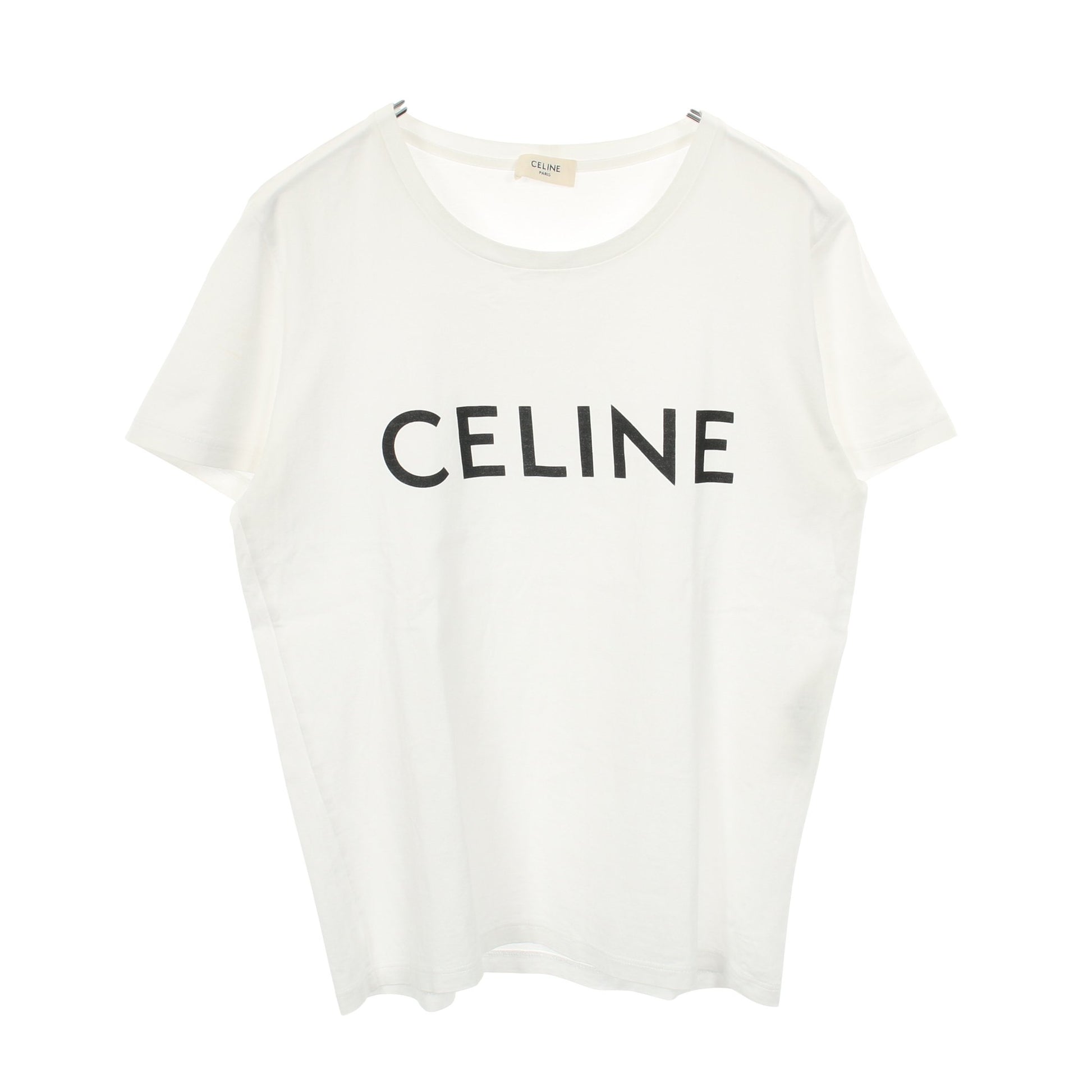 半袖Tシャツ クルーネック ロゴ コットン ホワイト セリーヌ – RECLO