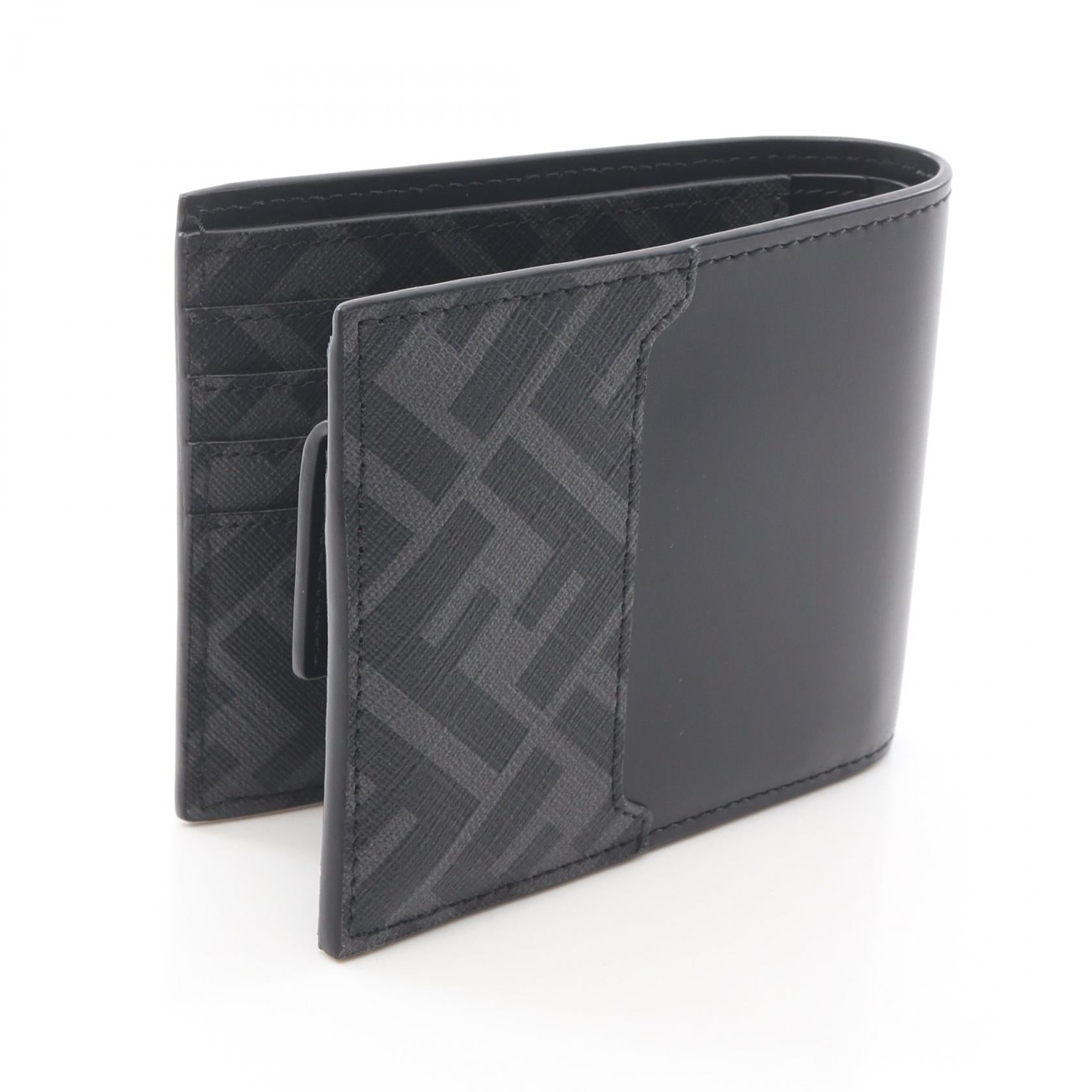 二つ折り財布 レザー ブラック グレー フェンディ – RECLO