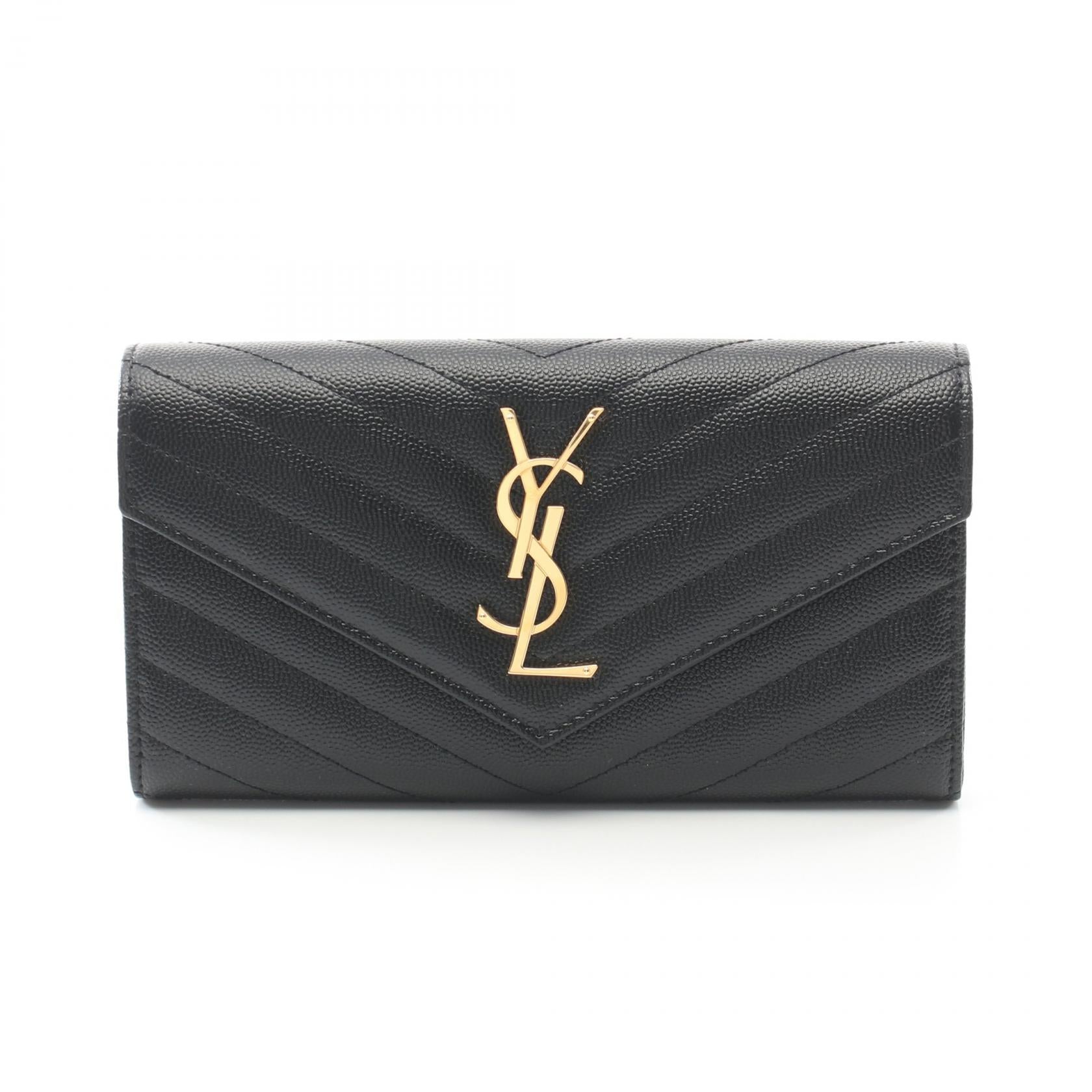 モノグラム 二つ折り長財布 レザー ブラック サンローランパリ 財布・小物 SAINT LAURENT PARIS
